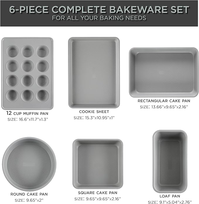 Country Kitchen Nonstick Stackable Bakeware Set - Durable, Easy Release Baking Set, Sage, 6 Pcs