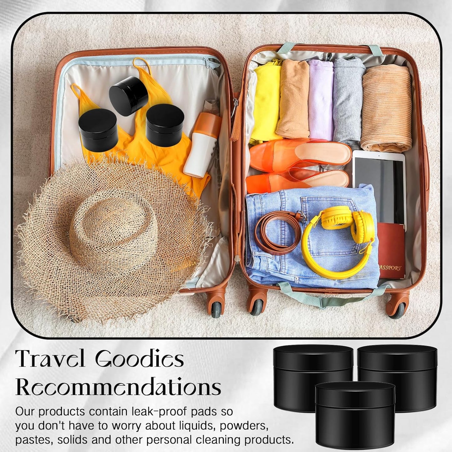 SATINIOR 6 Pack 4 oz Plastic Jars Containers with Lids Wide-mouth Refillable Leakproof Reusable Round Empty Jars for Travel Cosmetic Dry Food Spice Cookie Candy Home Kitchen Organizing(Opaque Black)