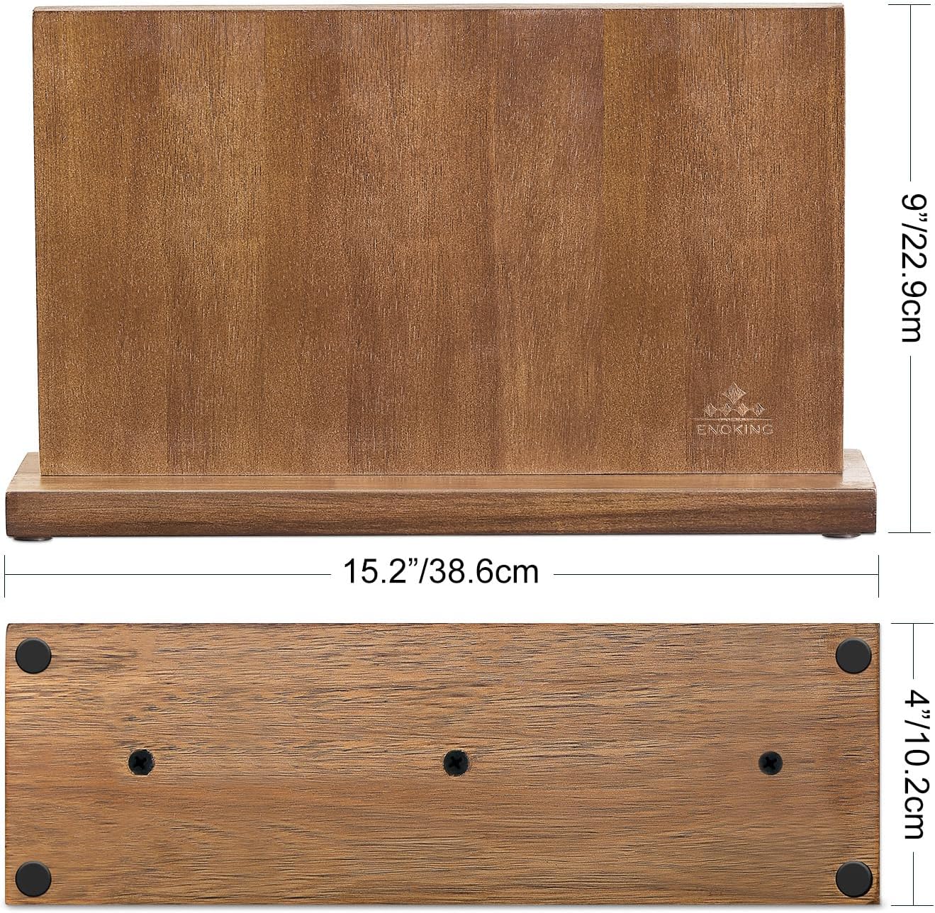 ENOKING Extra Large Magnetic Knife Block, 15.2-In Acacia Wood Knife Holder for Home Kitchen, Universal Knife Holder Stand with Strong Enhanced Magnets for Safe and Multifunctional Knife Storage