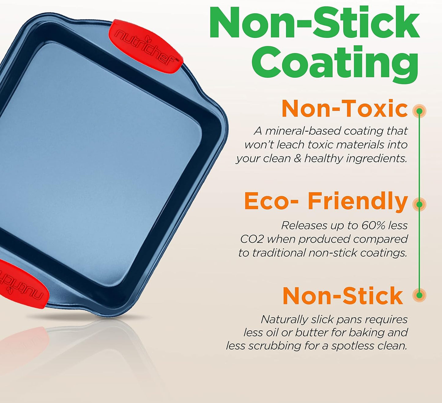 NutriChef 10-Piece Nonstick Bakeware Set - Deluxe Carbon Steel with Blue Silicone Coating, Red Handles, Professional Grade Kitchen Essentials, Ideal for Baking Cakes, Cookies, and More (Blue)