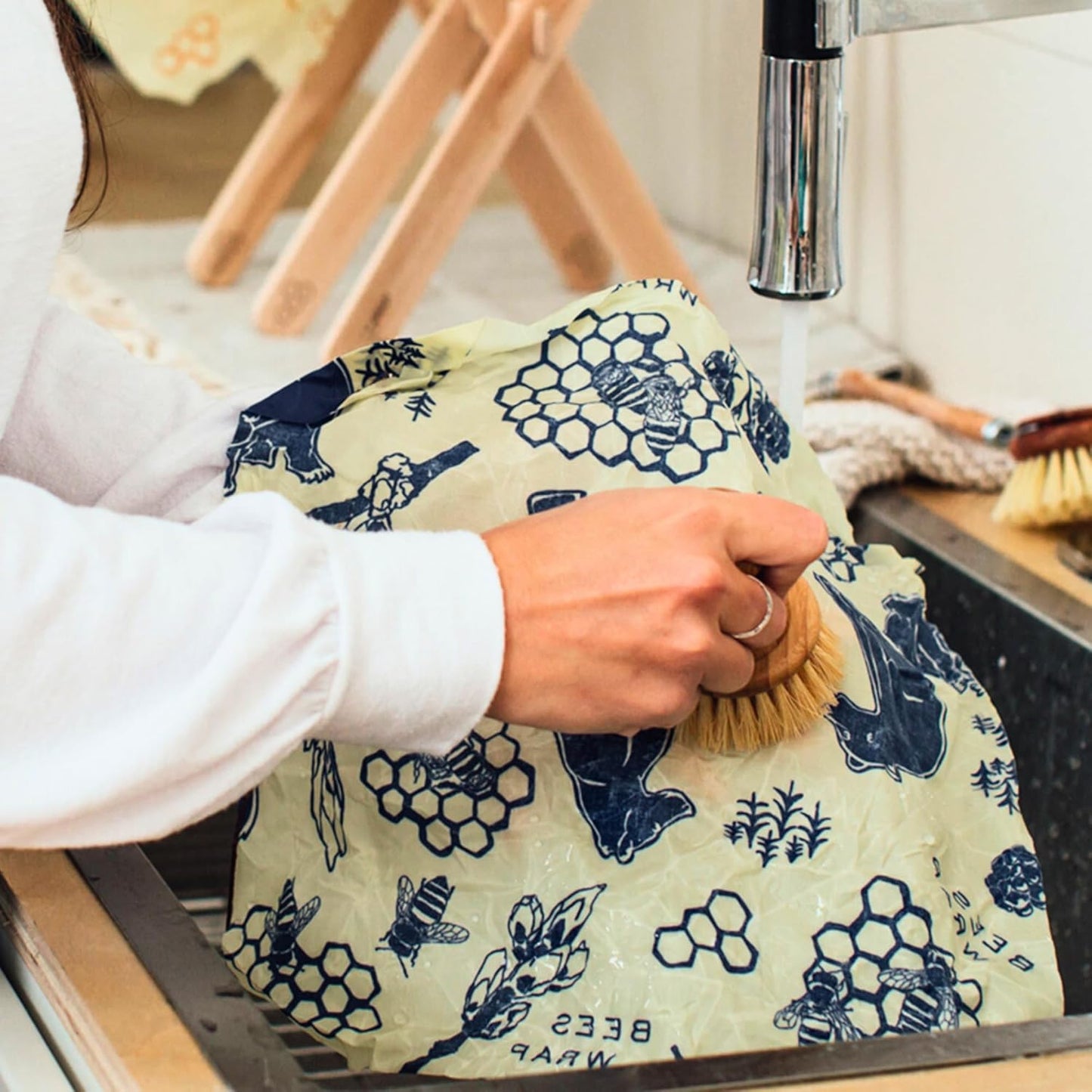 Bee's Wrap Beeswax Wraps for Food - Bees + Bears Cut to Size 14x52" Wax Paper Roll - Made in USA Reusable Waxed Paper & Bowl Covers - Organic & Eco-Friendly Alternative to Aluminum Foil & Plastic Wrap