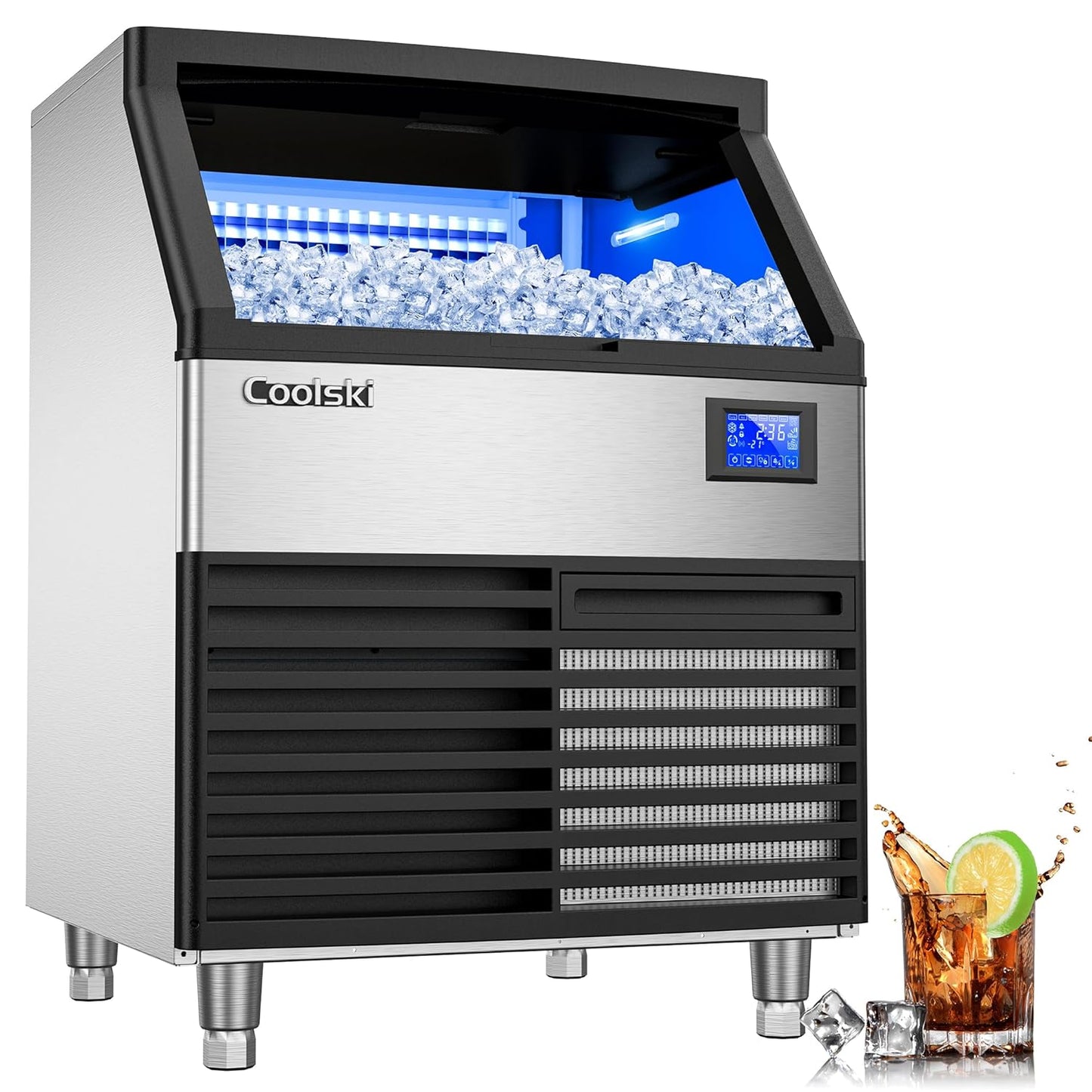 Commercial Ice Maker Machine 360LBS/Day, 26’’ Under Counter Ice Maker with 700W SECOP Compressor/Large Storage Capacity, ETL Approved Ice Machine for Bars/Home
