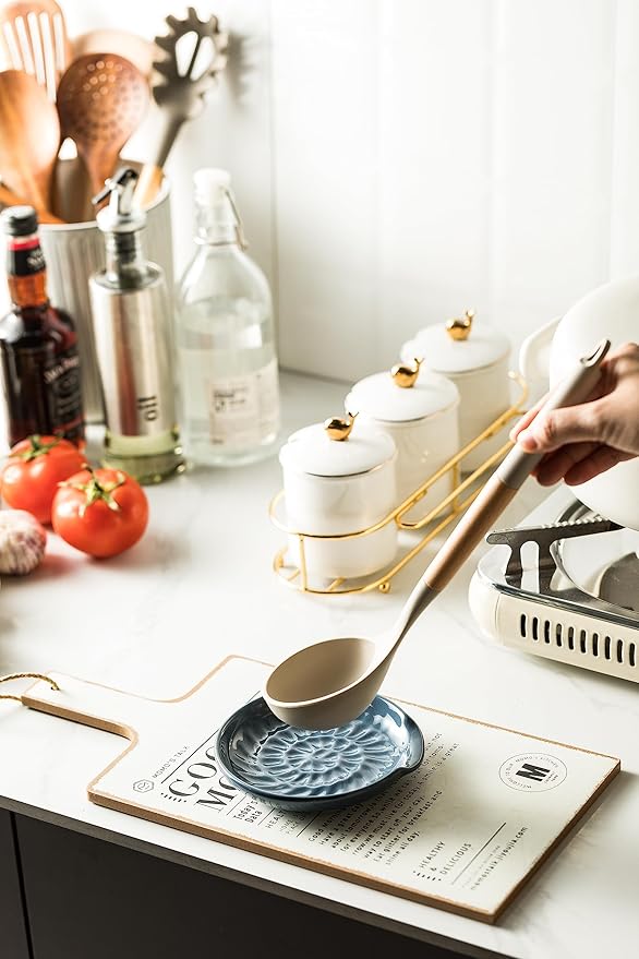 Spoon Holder for Stove Top, Ceramic Spoon Rest for Multiple Utensils, Large Spoon Rest for Stove Top, Modern Farmhouse Kitchen Decor Utensil Holder for Spoons Ladles Tongs Spatula