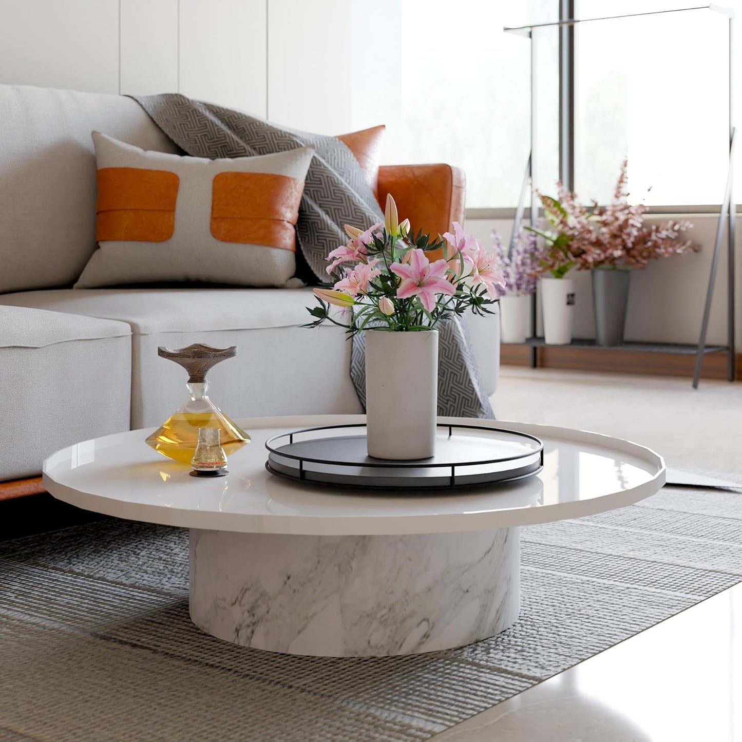 16" Acacia Wood Lazy Susan Turntable with Metal Frame - Large Black Lazy Susans Organizer Countertop Storage - Wooden Serving Tray for Charcuterie Cheese Board - Kitchen Counter Rotating