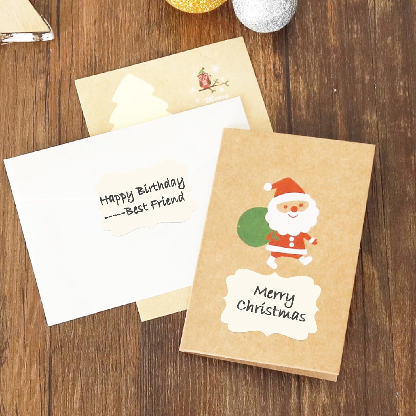 SALEMAR 200PCS Fancy Shape Sticker Labels for Essential Oil, Bottle, Food and Jars, Adhesive Gift Tag Stickers for Christmas (Cream)