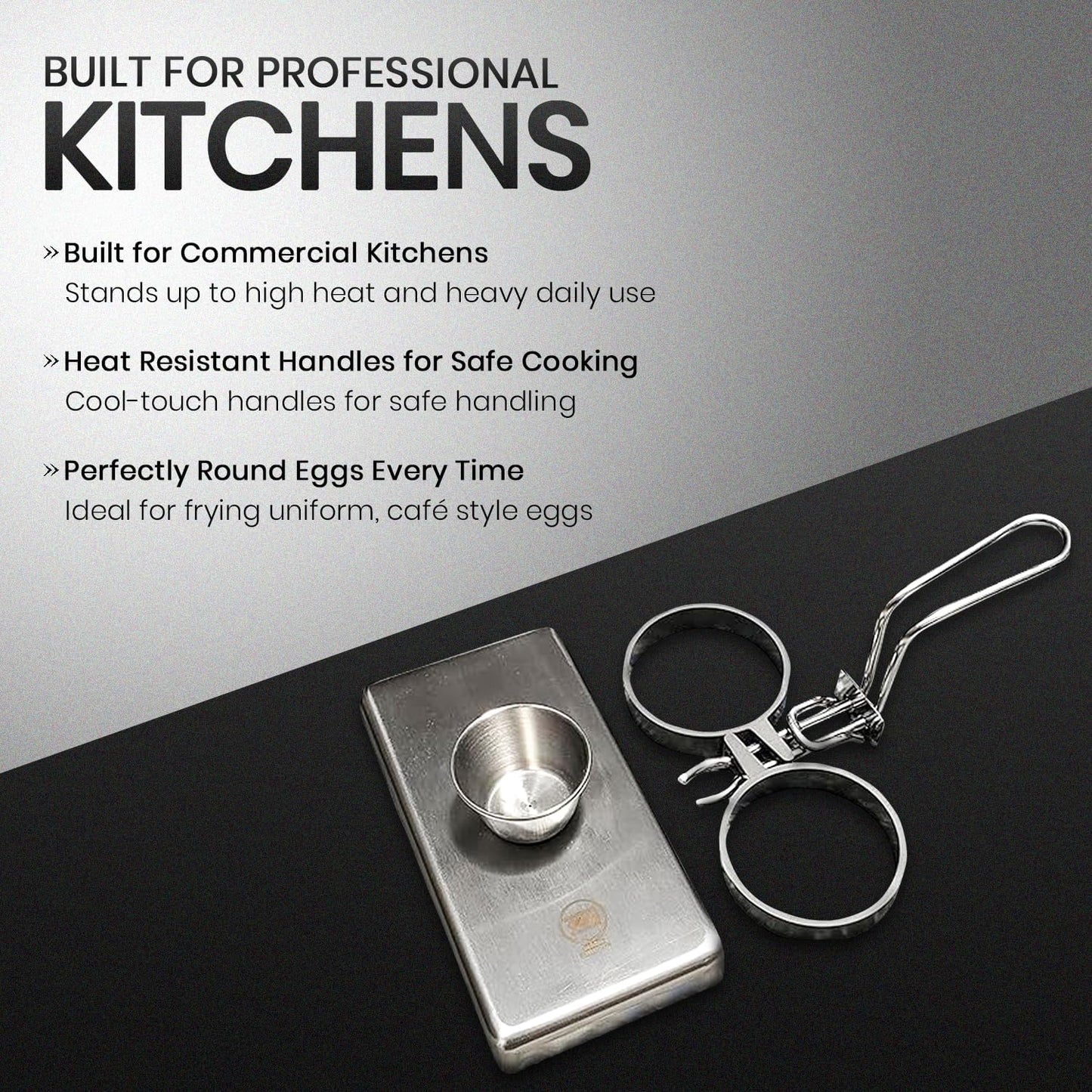 Rattleware Stainless Steel Egg Rings - Commercial-Grade, Even Cooking, Heat-Resistant Handle, Ideal for Frying Eggs - Durable & Trusted by Professional Chefs Worldwide (2 Ring Set)