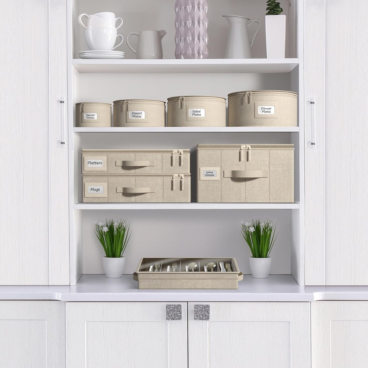 Sorbus Coffee Mug and Glass Organiser - Storage Mug Boxes for Shipping - Coffee Mug Organizer Mug Display Storage Case - Protective Hard Shell with Label Windows, Handles, & Dividers (Fits 12 Mugs)