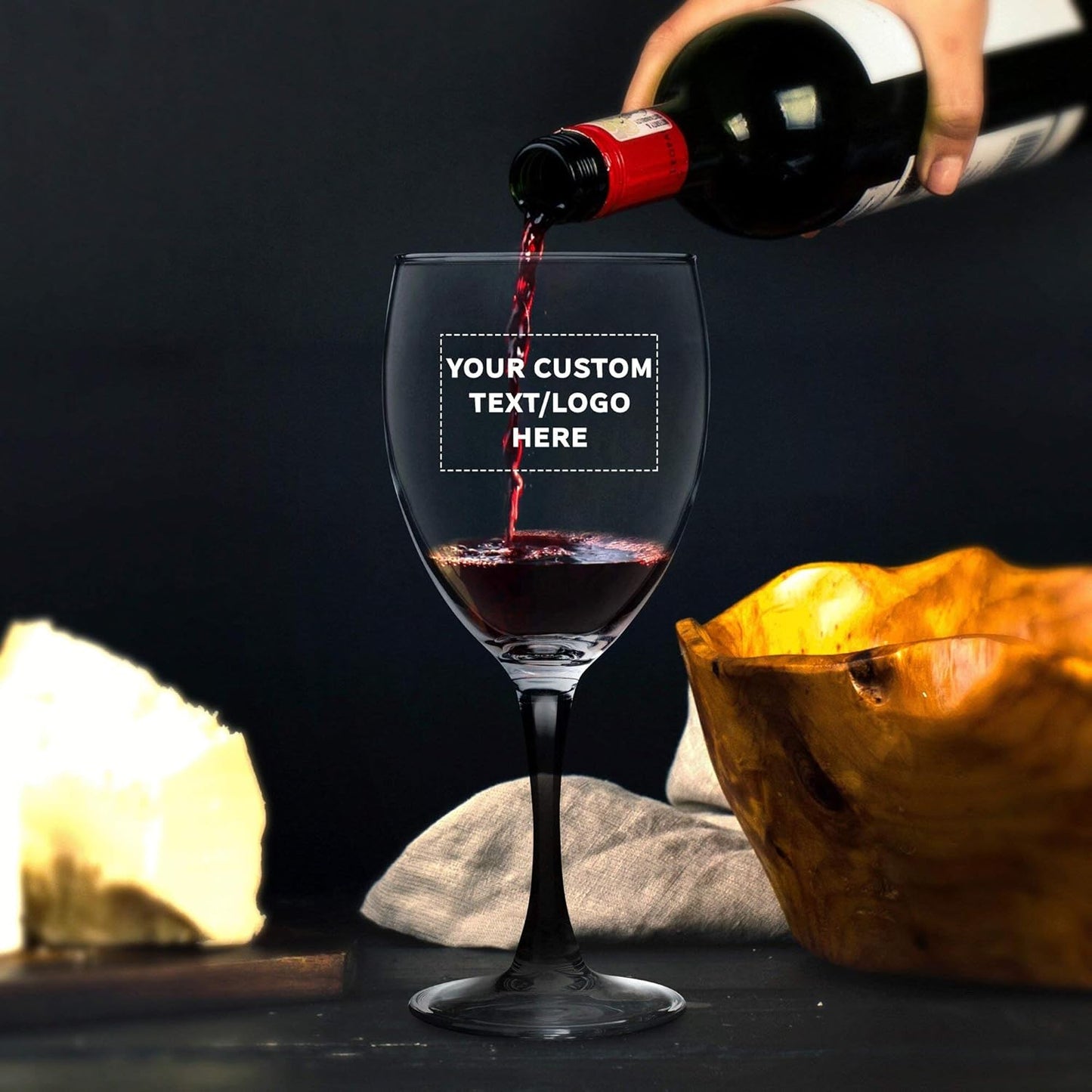 Custom Nuance Wine Glasses by ARC 10.5 oz. Set of 10, Personalized Bulk Pack - Restaurant Glassware, Perfect for Red Wine, White Wine, Cocktails - Black