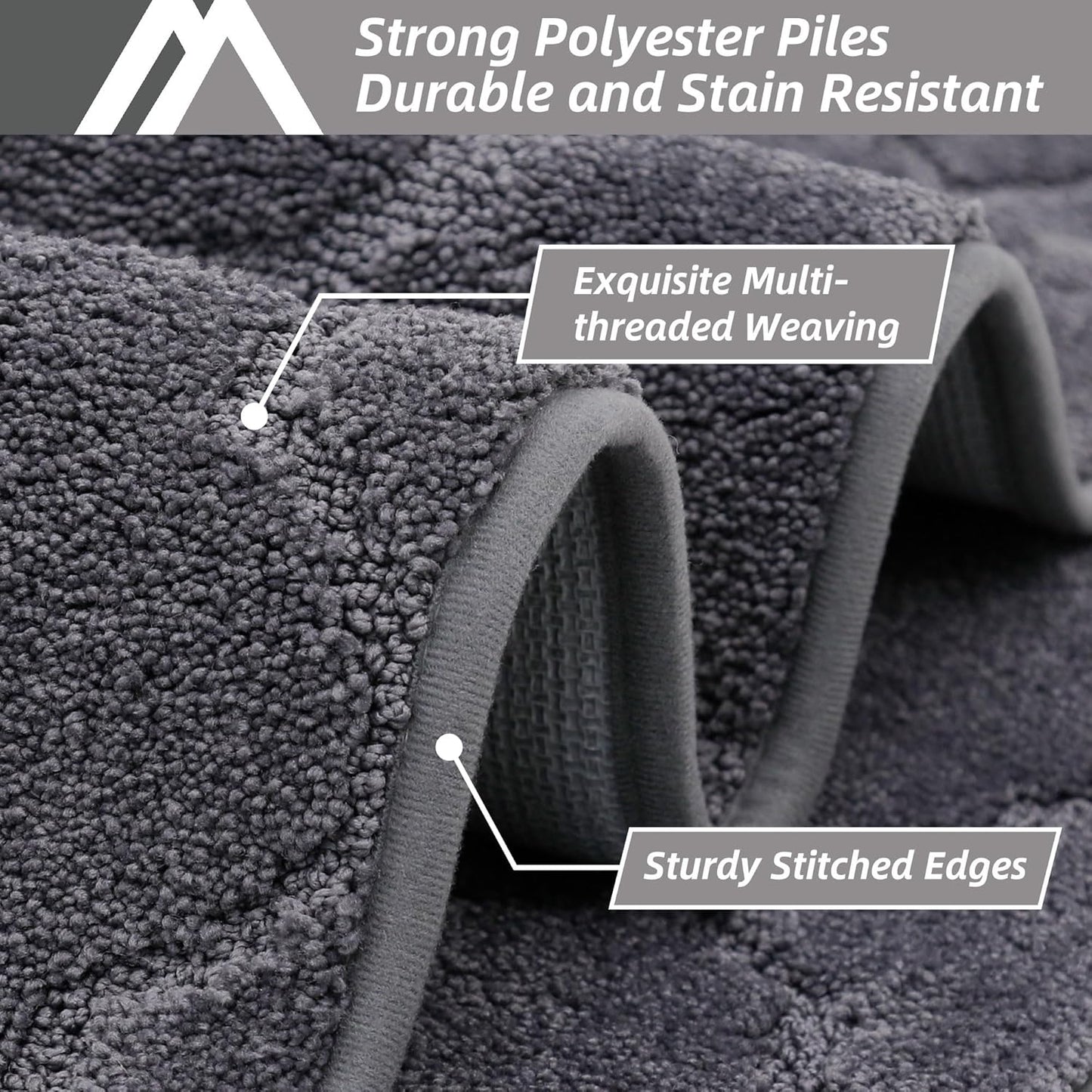 COSY HOMEER-Kitchen-Rugs-Non-Slip-Washable 24"x60" Absorbent Kitchen Runner Rug Polyester Kitchen Mats for Floor Soft Standing Floor Mats for Sink Mat,Hallway,Laundry,Dark Grey