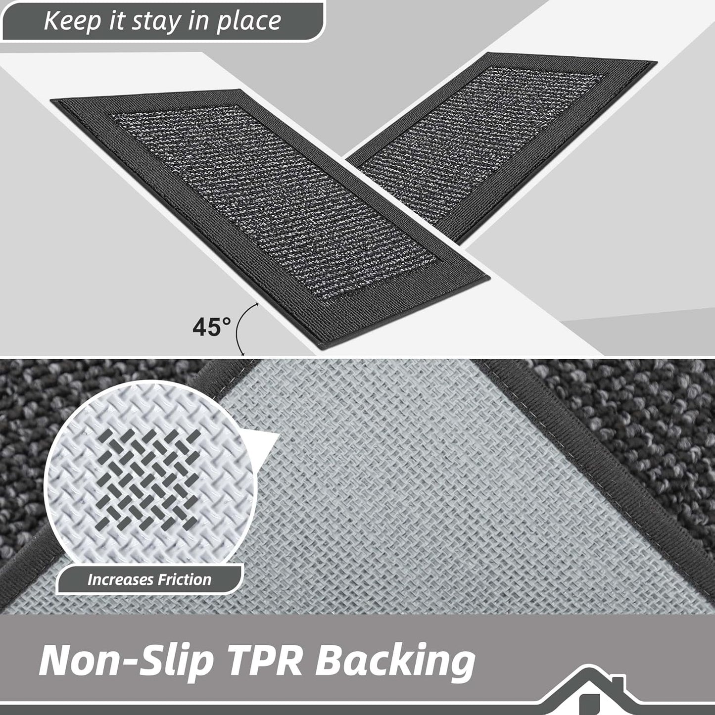 BEQHAUSE Indoor Door Mat 32" x 48", Dirt Trapper Door Mats Non-Slip Entryway Rugs Washable, Resist Dirt Absorbent Welcome Mat, Low Profile Floor Mats for Front Back Door and Entryway, Charcoal