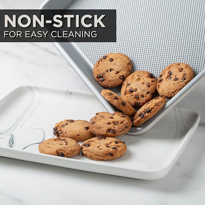 Country Kitchen Nonstick Stackable Bakeware Set - Durable, Easy Release Baking Set, Cream, 6 Pcs