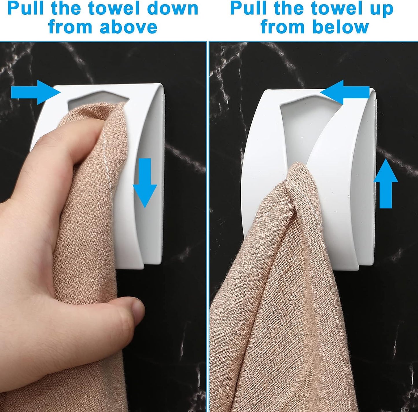 Boao 4 Pcs Self Adhesive Towel Hook Holder Grabber Stainless Steel Kitchen Dish Towel Hook Wall Mount Non Drilling Hangers Rack Hand Tea Holders for Bathroom Accesories Kitchen Gadgets(White)