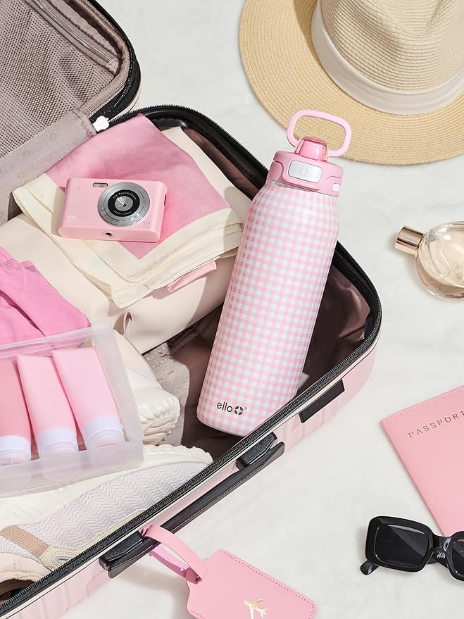 Ello Pop & Fill Stainless Steel Water Bottle with Quick Fill Technology, Double Walled Vacuum Insulated Metal, Leak Proof Locking Lid, Sip & Chug, BPA Free, Holiday Gift for Him Her, 22oz, 32oz, 40oz