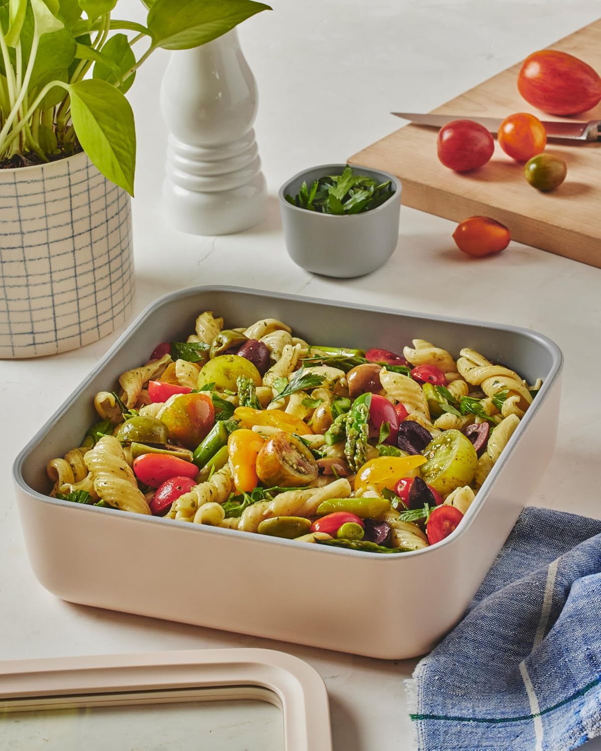 Caraway 2pc Glass Food Storage Set - 10 Cup Food Containers (2) - Ceramic Coated - Non Toxic, Non Stick Lunch Box with Lids. Dishwasher, Oven, & Microwave Safe - Mist