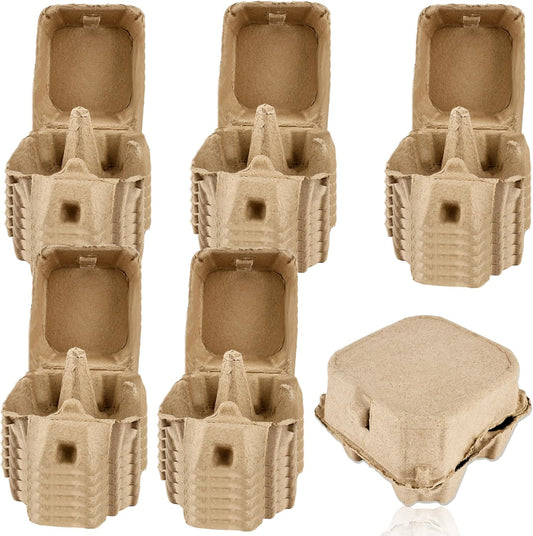30 Pack Egg Cartons Bulk Empty Natural Pulp Egg Storage Case 4 Count Square Chicken Cardboard Egg Tray Holder for Family Farm Market Chicken Farm Storing