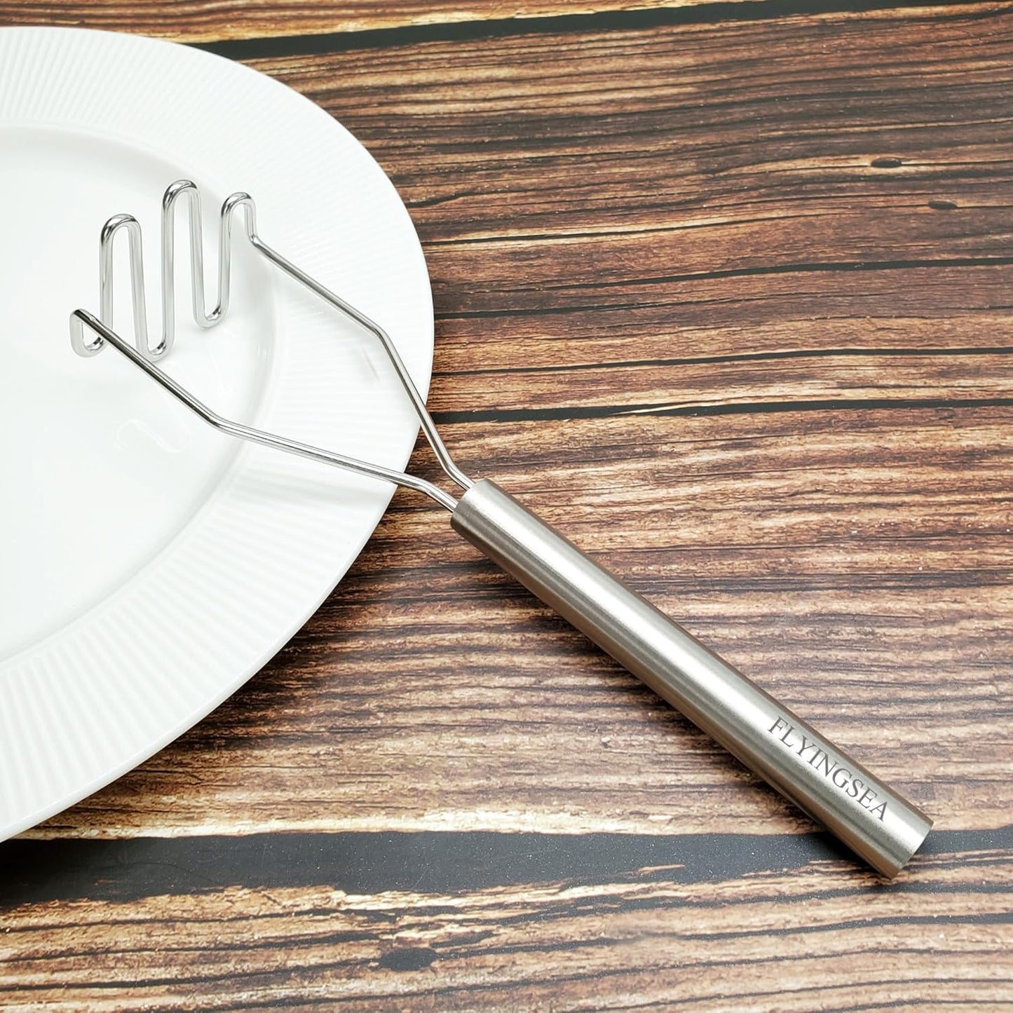 FLYINGSEA Potato Masher,Vegetable Masher,Small Masher,Professional 18-8 Stainless Steel Potato Masher.Cooking And Kitchen Tools.Ergonomic,Perfect for Mashed Potatoes,Vegetables,Beans,Dishwasher Safe