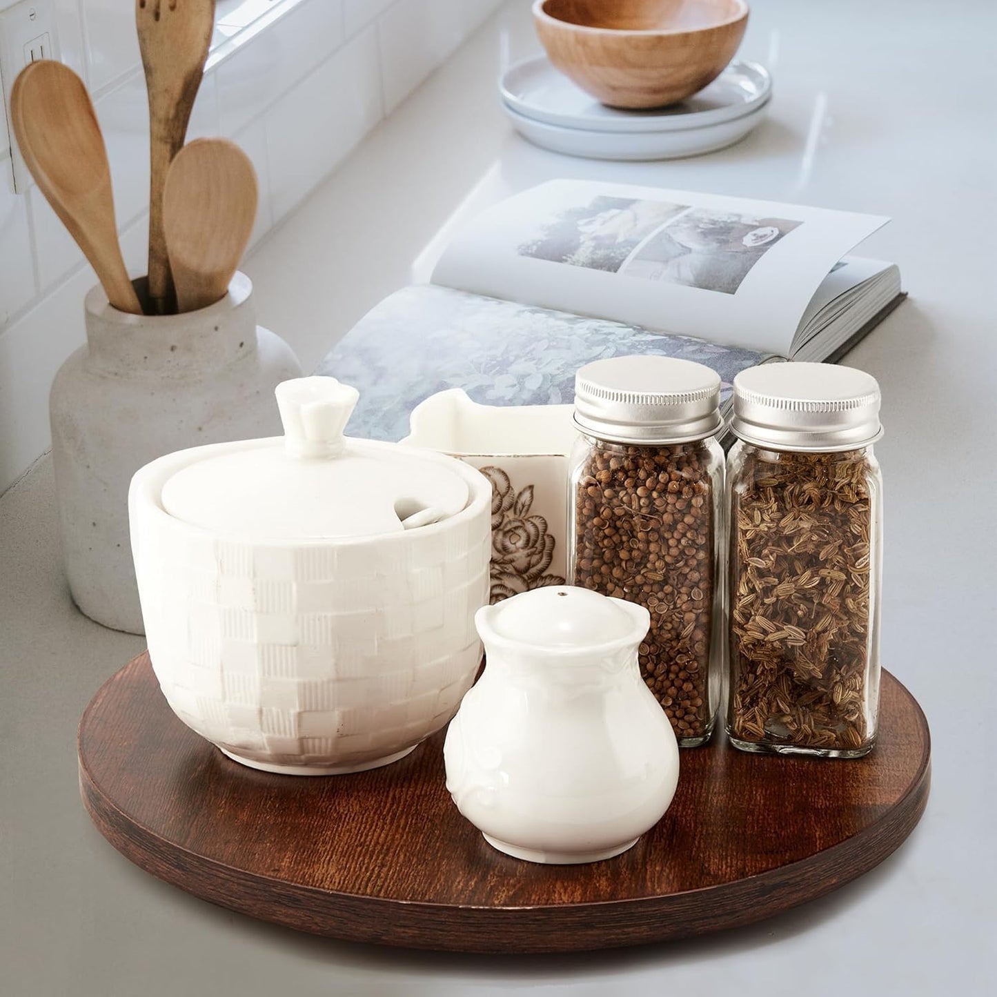 12-inch Lazy Susan Organizers, ACIAZAAZ Lazy Susan Turntable for Cabinet, Kitchen Turntable Storage for Table, Countertop, Pantry