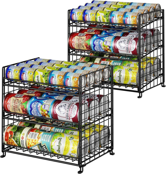 JKsmart 3-Tier Stackable Can Organizer, Storage Can Rack for Kitchen Pantry Cabinet, Holds Up to 72 Cans, Multifunctional Can Dispenser for Snacks Soda