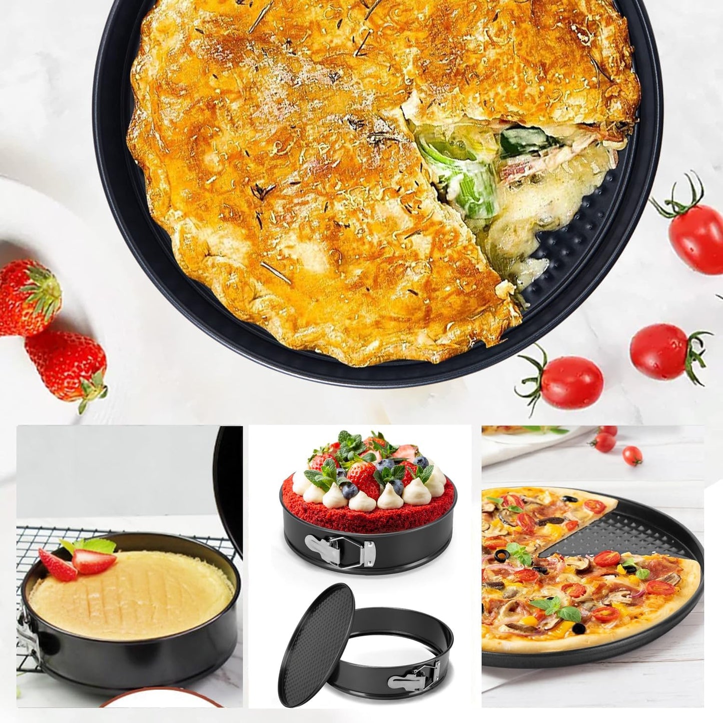 9 Inch Springform Pan Baking Pans Round Leakproof Nonstick Removable Bottom Bakeware for Cake, Cheesecakes, Pizza, and Quiches