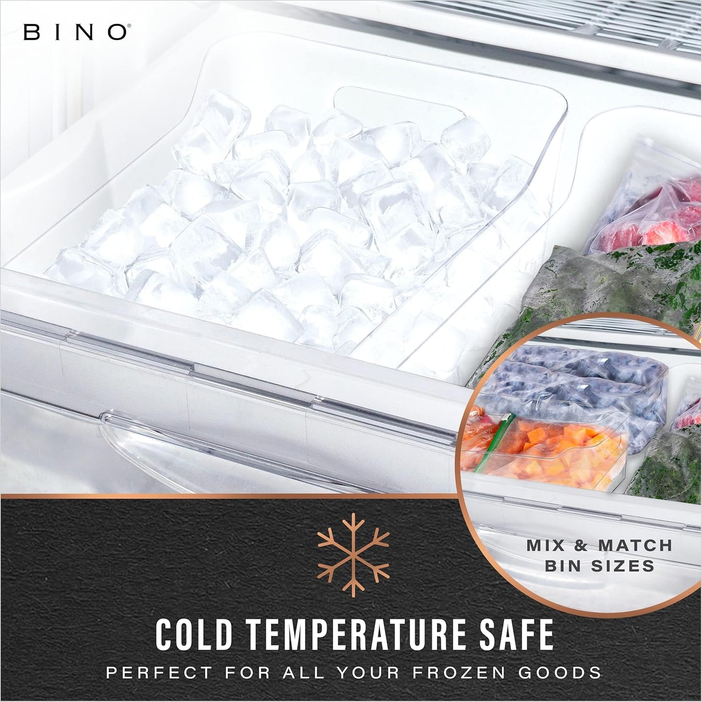 BINO | Plastic Organizer Bins, Small - 4 Pack | The SOHO Collection | Multi-Use Plastic Bin | Pantry & Freezer Organizer Bin | Storage Containers | Bins for Home & Kitchen Org