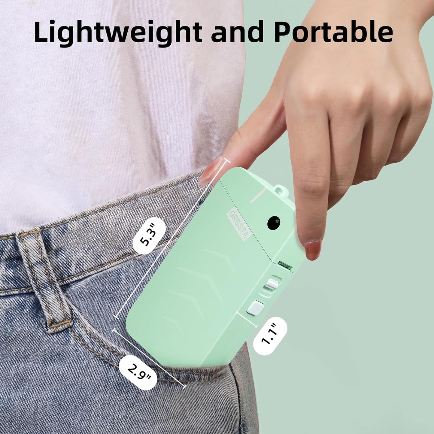 ORGSTA S001 Label Maker Machine with Tape, Portable Bluetooth Label Maker for Home and Office Organization, Thermal Label Printer Mini Label Maker with Multiple Templates, Green