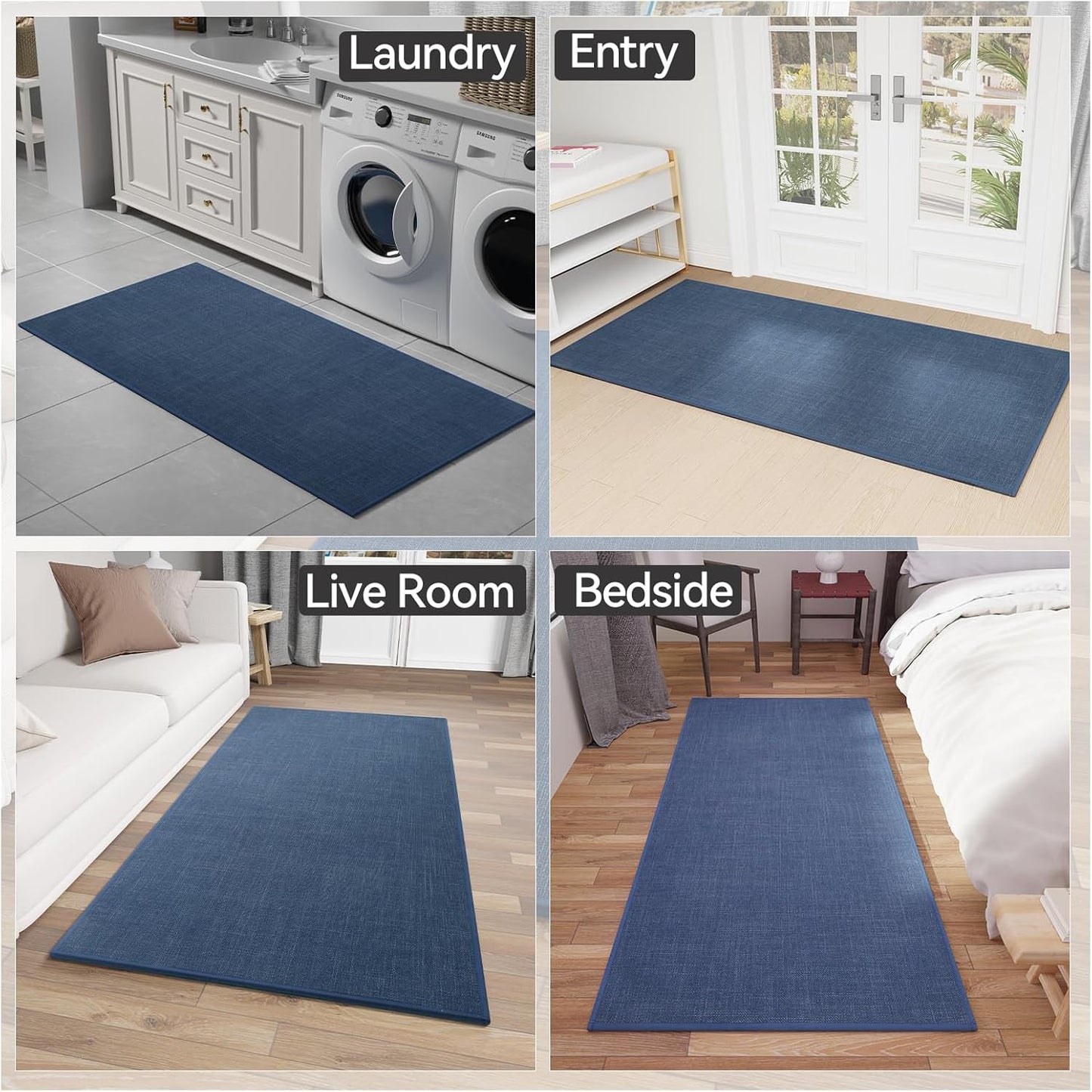 Kitchen Mat, Cushioned Non Slip Rugs for Kitchen Floor, Absorbent Runner Comfort Standing Mats Washable for Kitchen, Office, Home (Dark Blue, 35.4"x71")