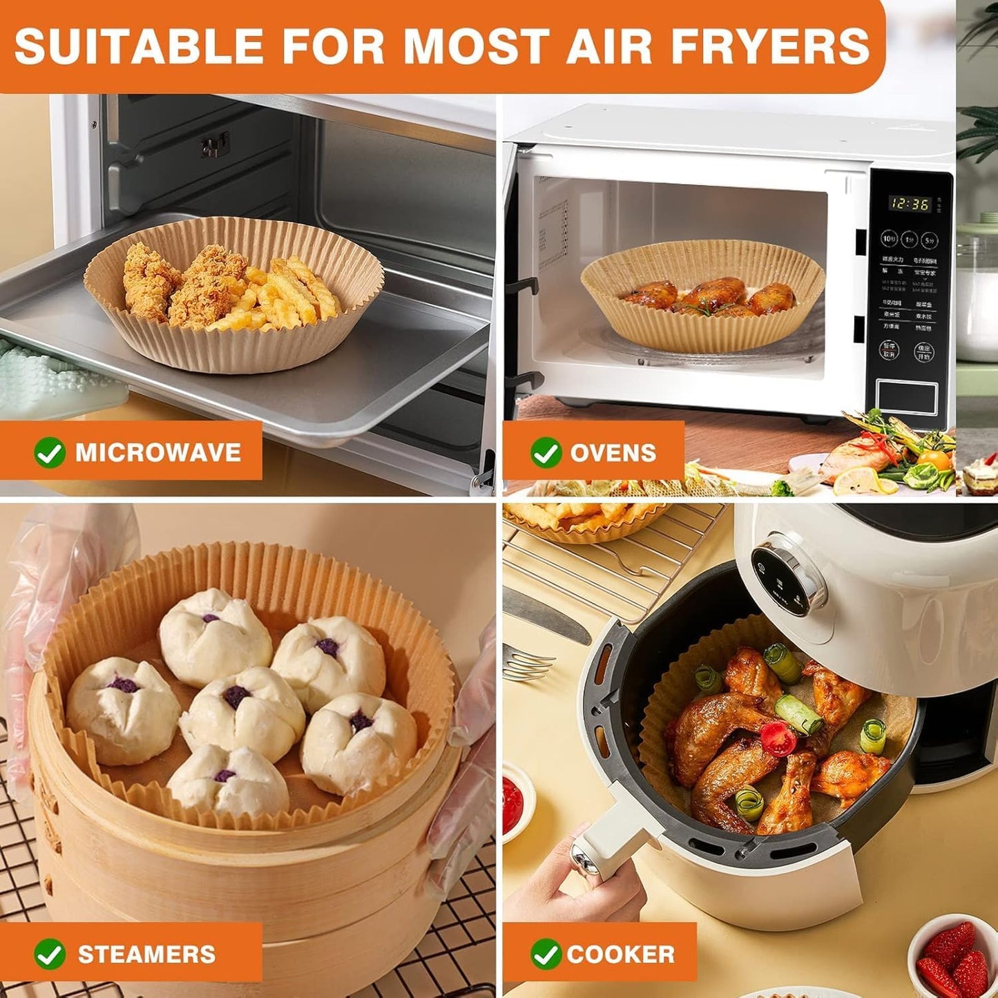 400Pcs Air Fryer Paper Liners Disposable, 8 Inch Max Xl Large Cooker Air Fryer Disposable Paper Liners, Oil Proof Parchment Sheets Round Basket Bowl Liner for Baking Cooking Food
