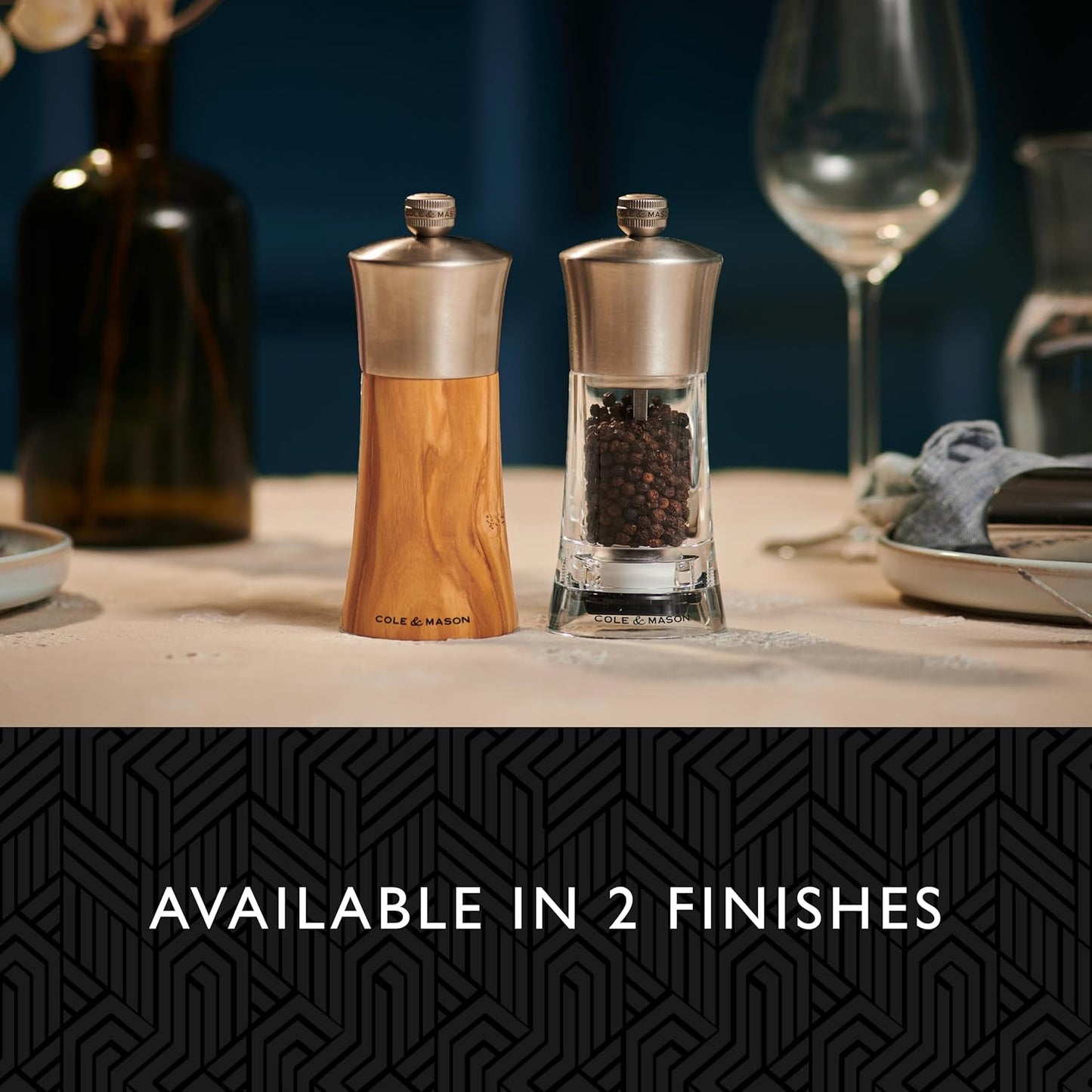 Cole & Mason Bromley Salt Mill, 6" - Salt Grinder with Ultra-Sharp Grinding Mechanism - Flavor-Enhancing Salt Shaker - Refillable Mill with Adjustable Grinding - Olive Wood, Salt Mill