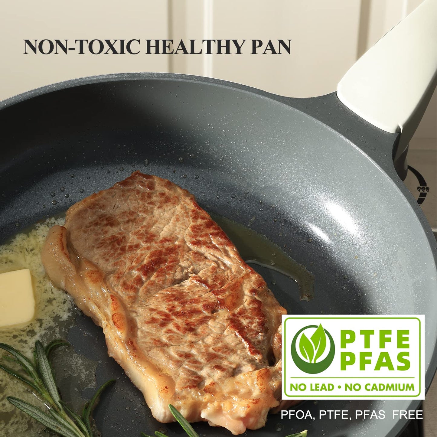 Nonstick Ceramic Frying Pan Set, Non Toxic Nonstick Skillet, Healthy Egg & Omelet & Chef's Pan, PTFE PFOA & PFAS Free, Induction Compatible (10+12 Inch)