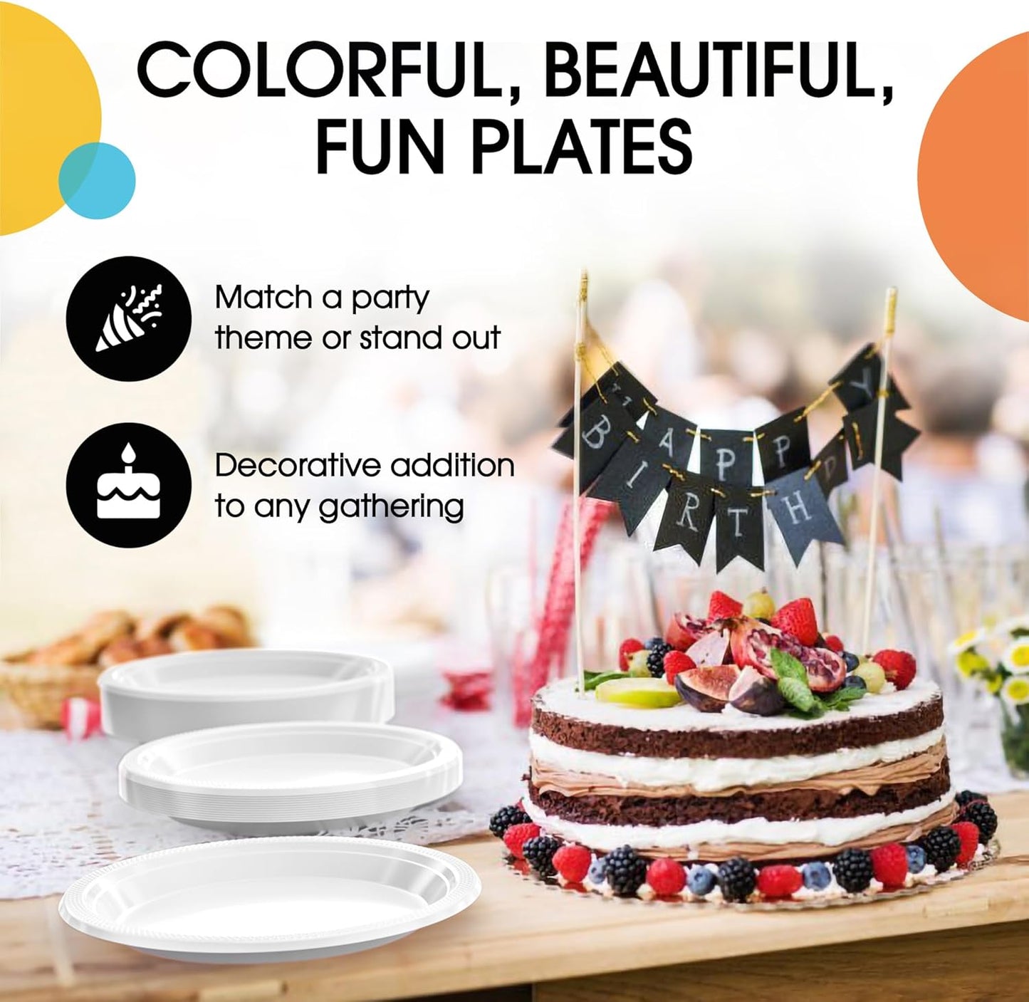 Exquisite Party Solids White Plastic Plates For Party 7" White Disposable Plates Heavy Duty Supplies 100 Pcs Plastic Dinnerware Sets Heavy Duty 350 GSM Disposable Dinnerware Set