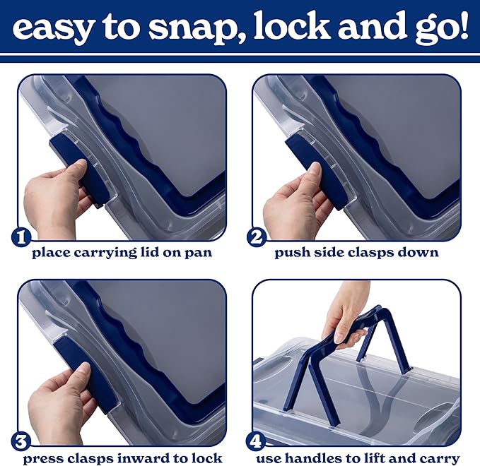 Country Kitchen Baking Pans Set - 10 Piece Non-Stick Cake Pans with Carry Lids for Easy Storage & Travel, Perfect for Parties - Stackable, Navy