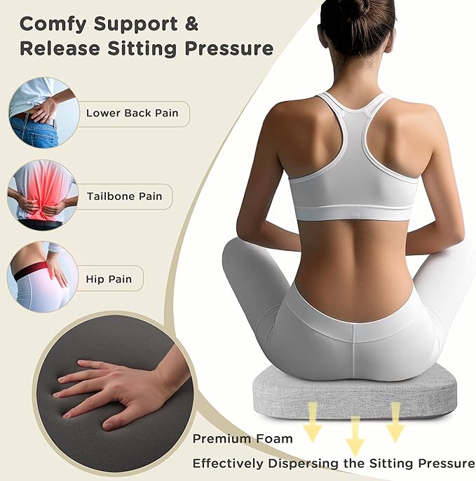 AddGrace Set of 4 Chair Cushions for Metal Dining Chairs 14x14 Chair Pads with Ties Non Slip Thick Seat Cushions with Textured and Removable Cover Light Grey