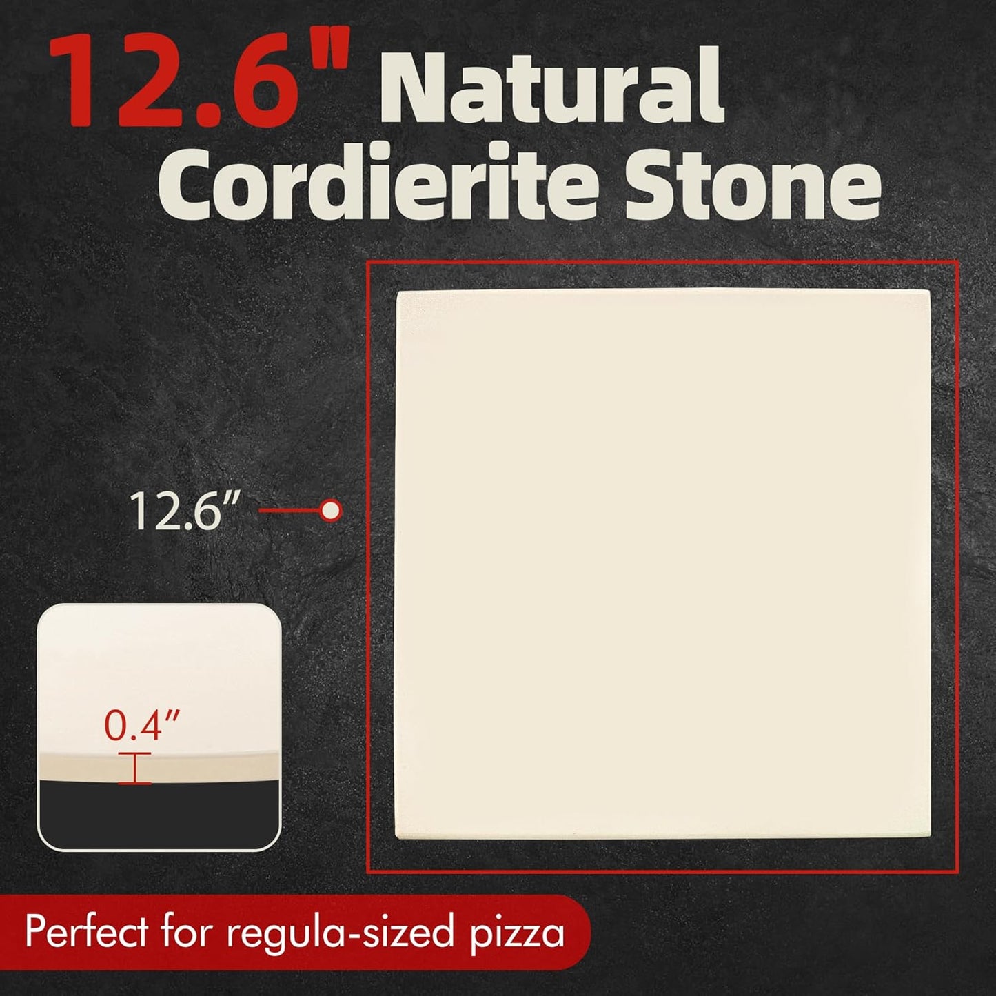 12" Square Pizza Stone, Heavy Duty Cordierite Pizza Pan for Grilling & Pizza Oven, High Temperature Resistant Baking Stone for Pizza, Bread, Meat