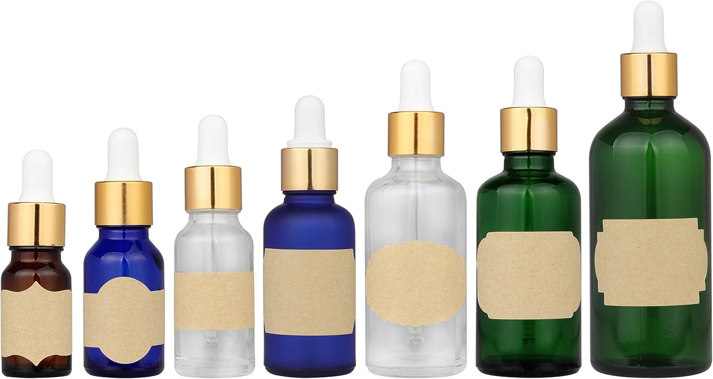 Wisdompro Assorted Shape Label Stickers, Self Adhesive Gift Tag Stickers Blank Writable Labels for Essential Oil Bottles, Jars, Food Containers (256 Pcs, Small)