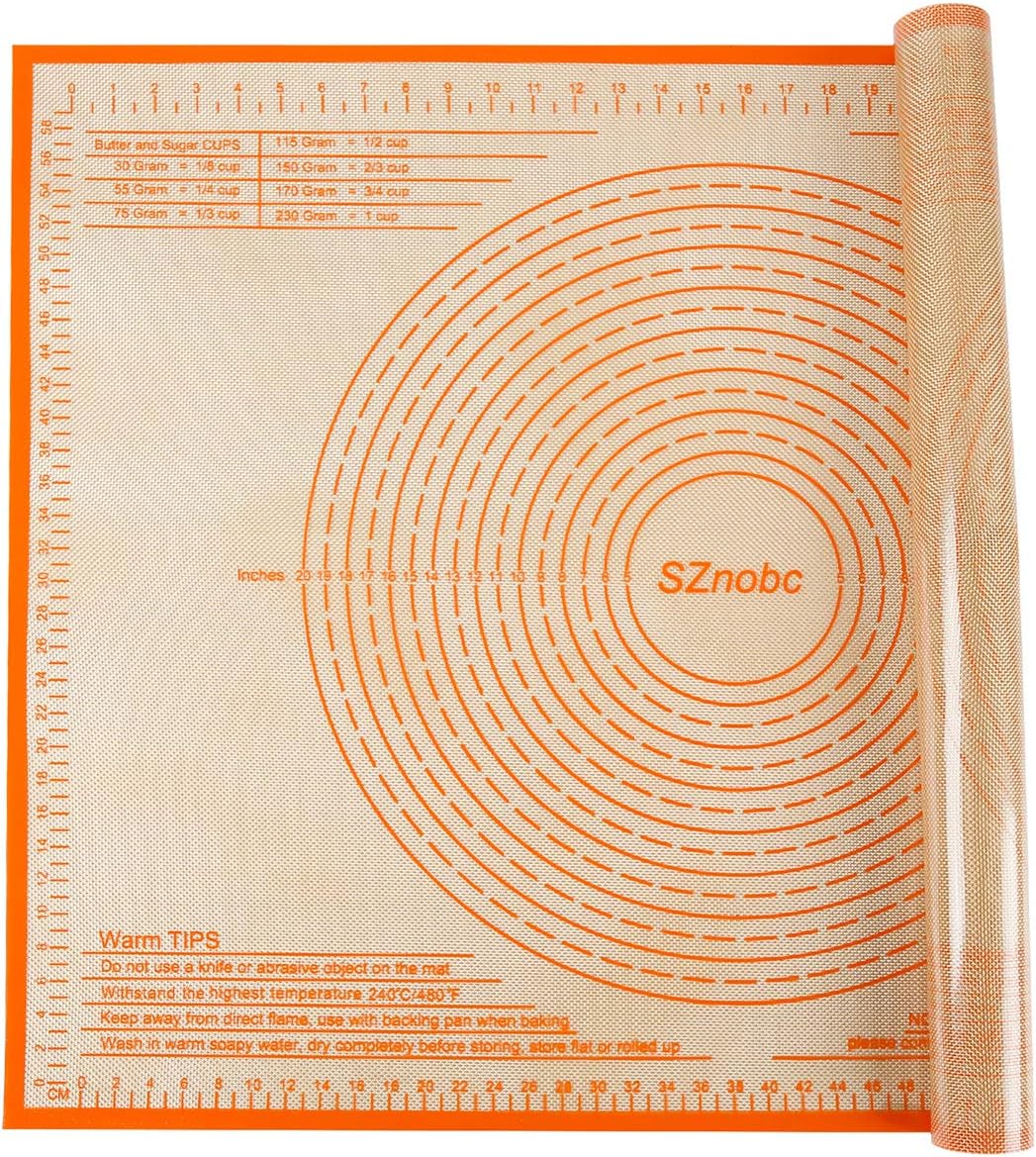 Silicone Pastry Mat 34'' By 26'' Extra Large Baking Mat with Measurements for Dough Rolling, Kneading Board, Kitchen Counter Mats, Perfect for Dough, Pastry, Fondant, Cookies, Bread, Pasta, Pizza