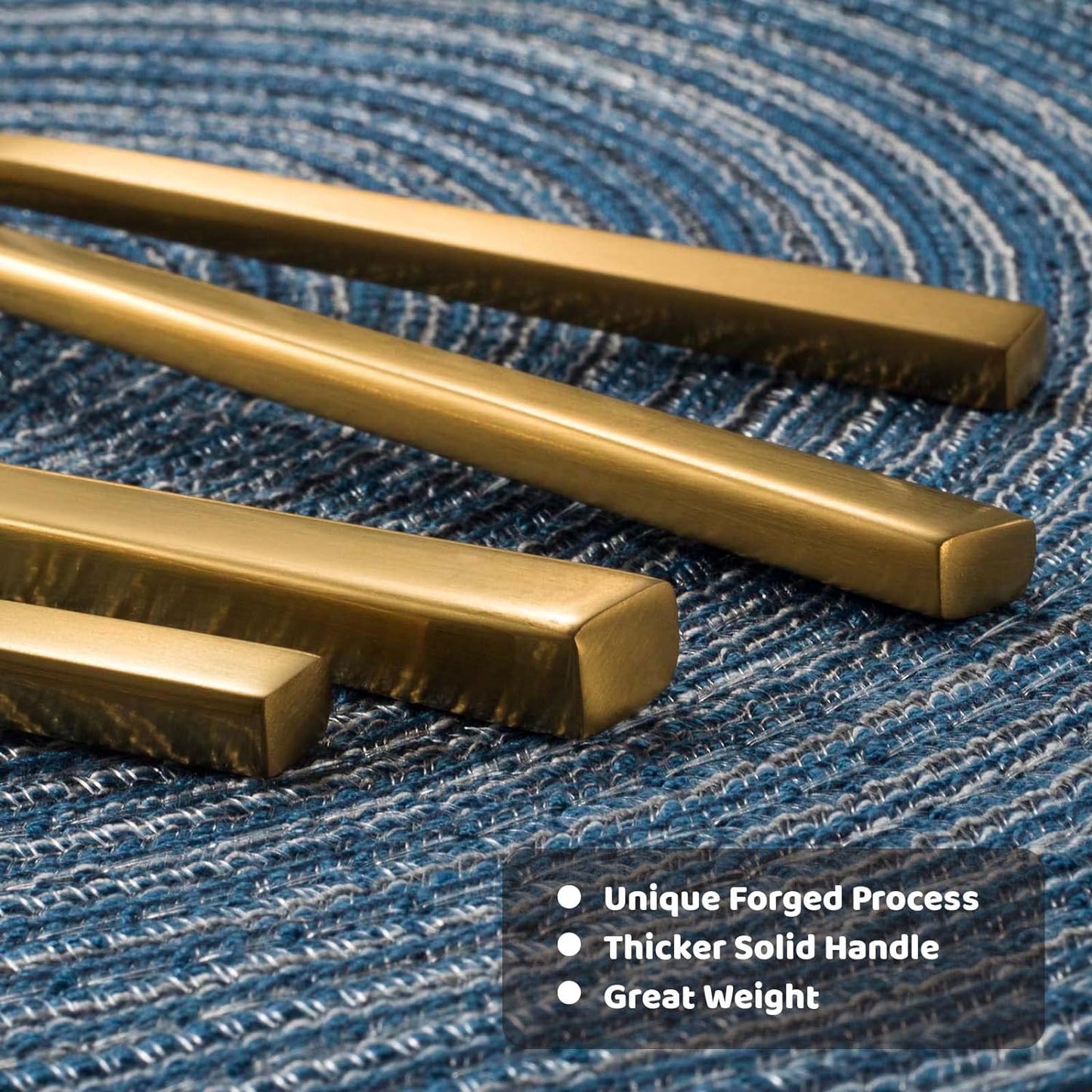 Alata Cube Gold 20-Piece Flatware Set, Forged Cutlery Set, Matte Gold Silverware Service for 4, Stainless Steel Tableware with Square Handle for Home/Restaurant, Dishwasher Safe