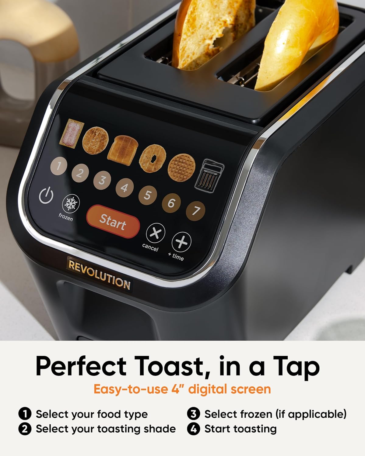 Revolution R90 Digital Toaster + Toastie Press Bundle – 2-Slice Wide Slot, Patented InstaGLO 2.0 Technology, Toastie Press Mode – Toast Bread, Bagels, Waffles, Tortillas, Pastries – Black