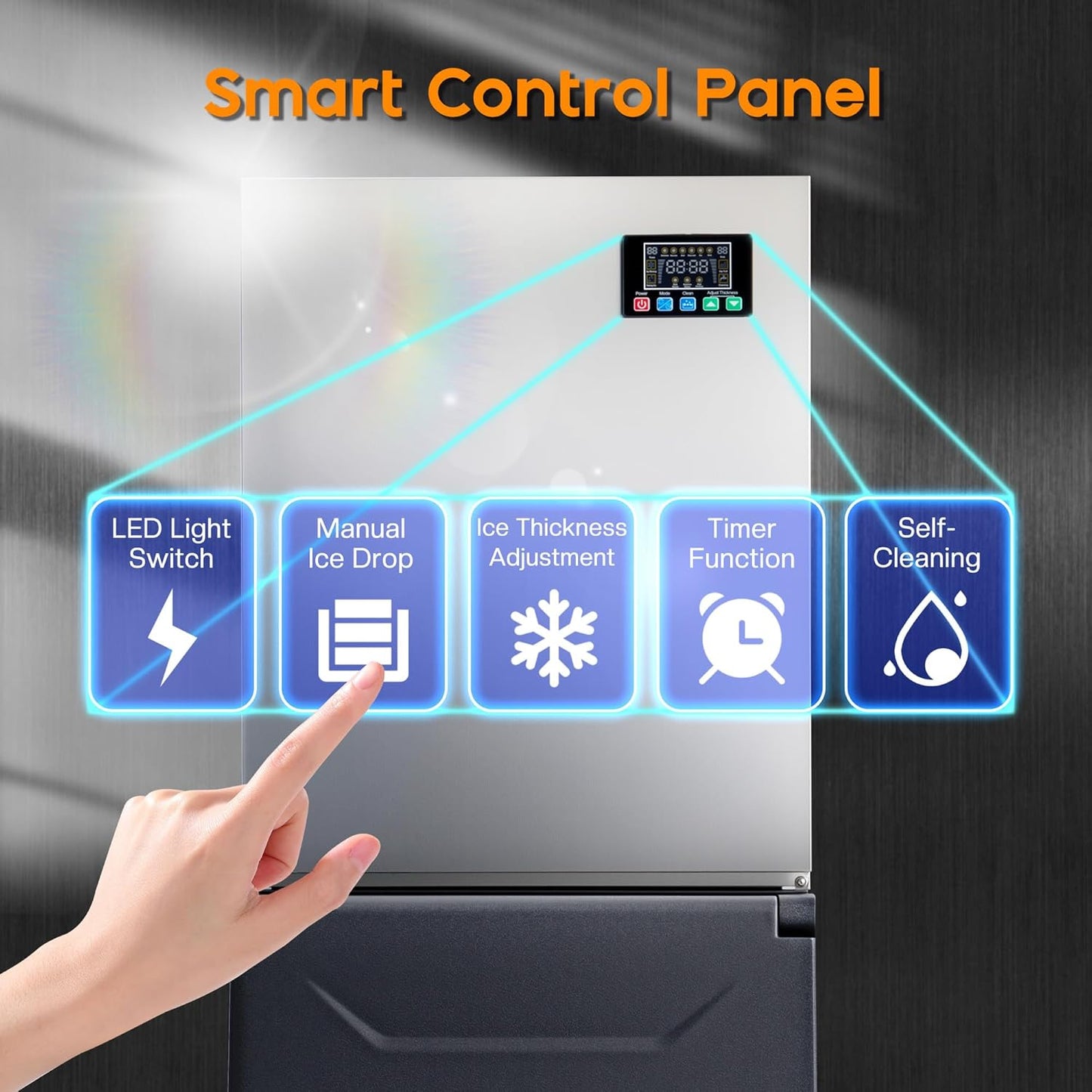 Albott Commercial Ice Maker, 400lbs/24H Stainless Steel ice Machine Countertop with 243lbs Storage Capacity, Self Cleaning for Home/Bar/Restaurant