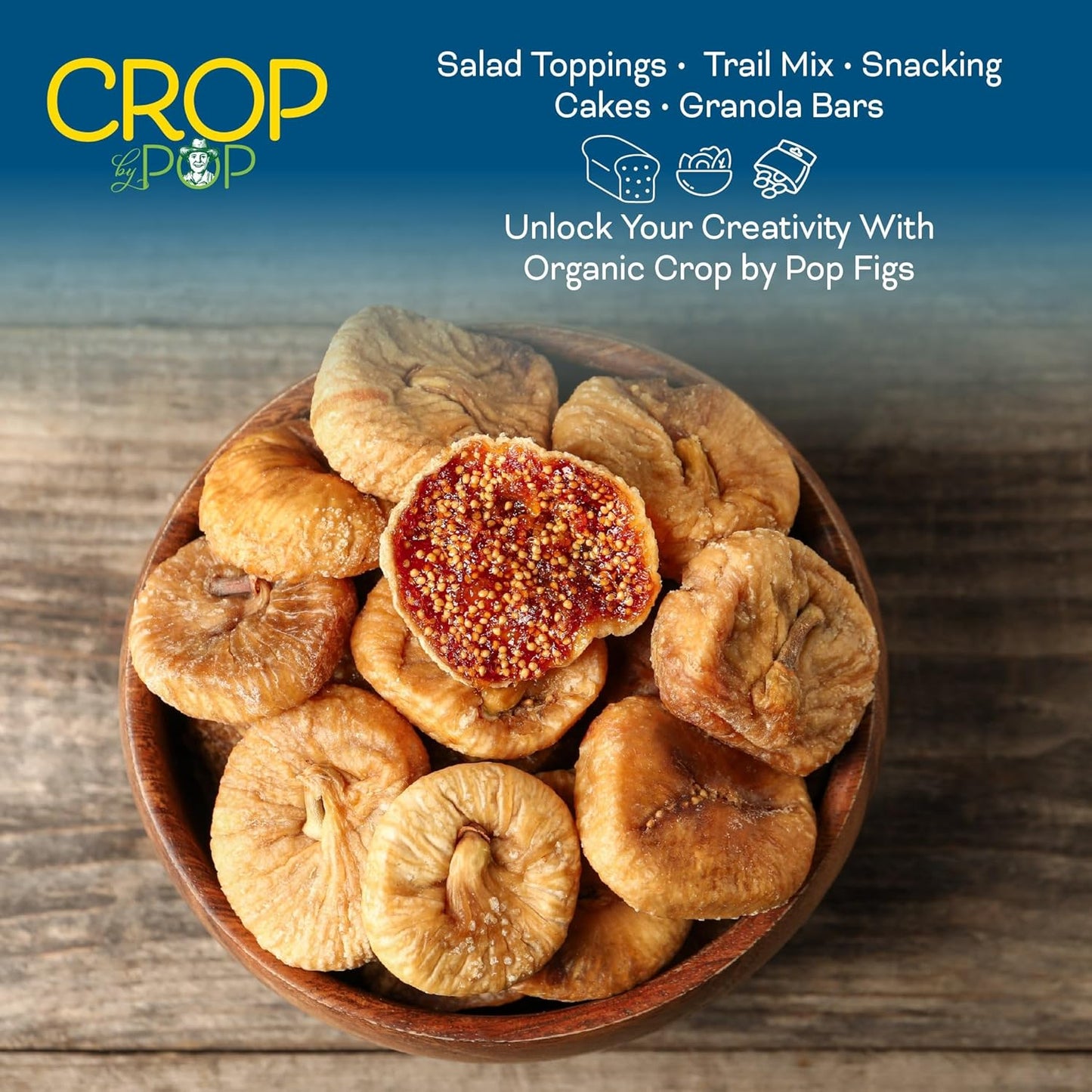 CROP BY POP - Organic Sun-Dried Turkish Smyrna White Figs (Higos, Anjeer) - No Sugar Added, Unsulphured (32oz, 2 LB) Bulk Dry Fruits Packed Fresh in Resealable Bag - USDA Organic, Non GMO, Kosher