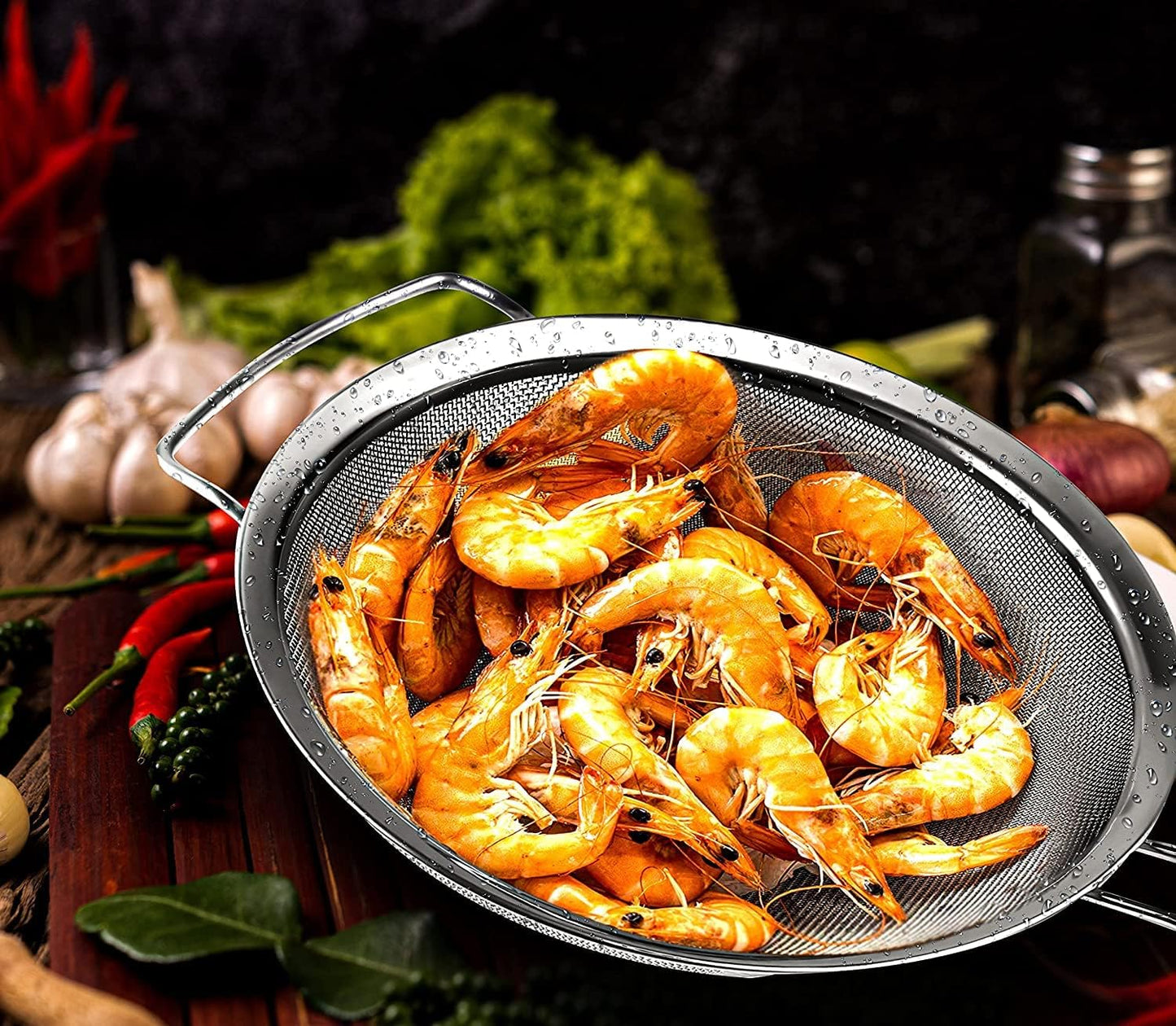 9" Large Extra Fine Mesh Strainer with Thermo Plastic Rubber Handle - Sieve Fine Mesh Stainless Steel - Ideal to Strain Pasta, Quinoa and Rice