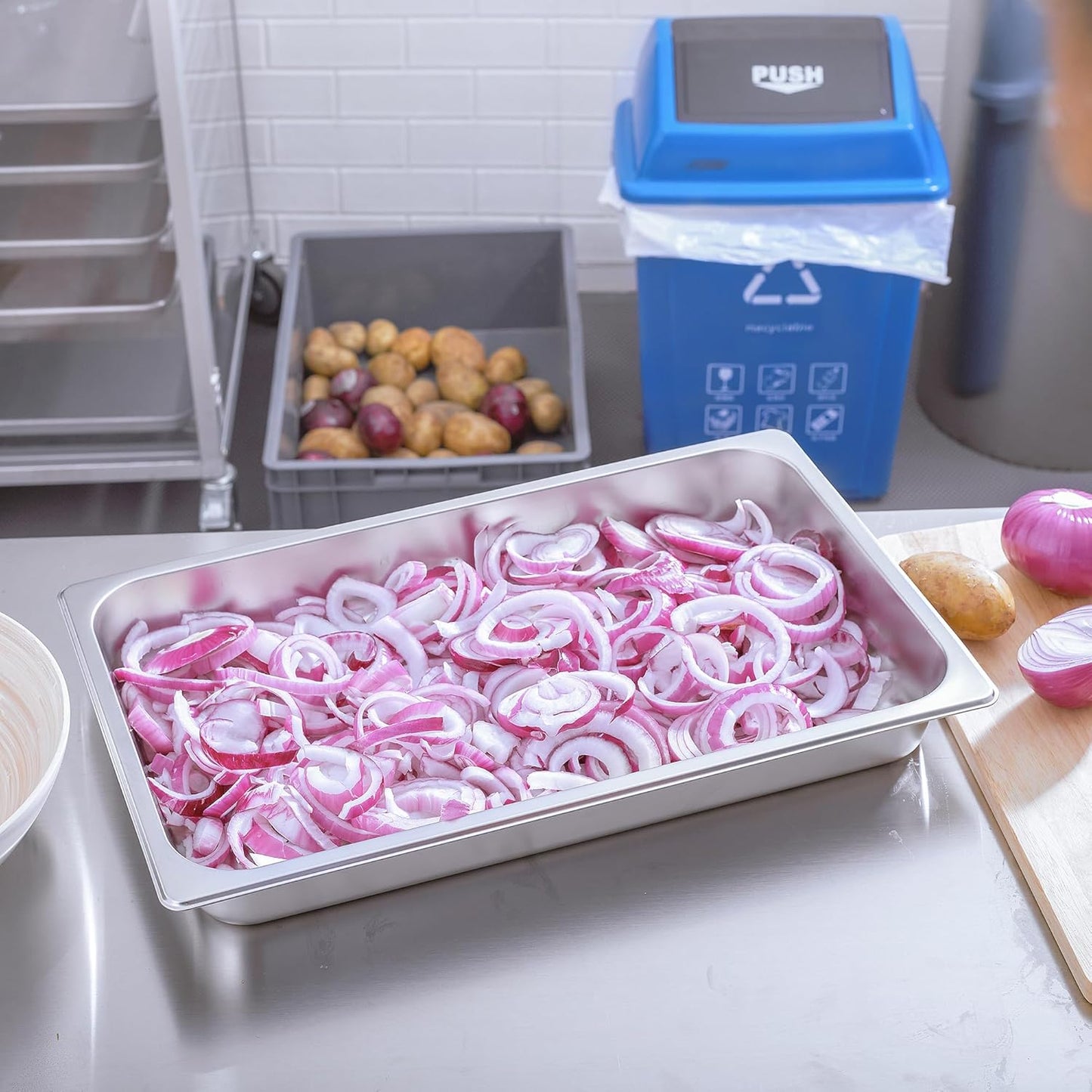 Full Size Steam Table Pans 6-Pack 2.5 Inch Restaurant Stainless Steel Pan Commercial Catering Food Pan for Commercial Kitchen Supplies