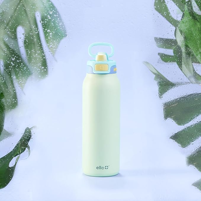 Ello Pop & Fill Stainless Steel Water Bottle with Quick Fill Technology, Double Walled Vacuum Insulated Metal, Leak Proof Locking Lid, Sip & Chug, BPA Free, Holiday Gift for Him Her, 22oz, 32oz, 40oz