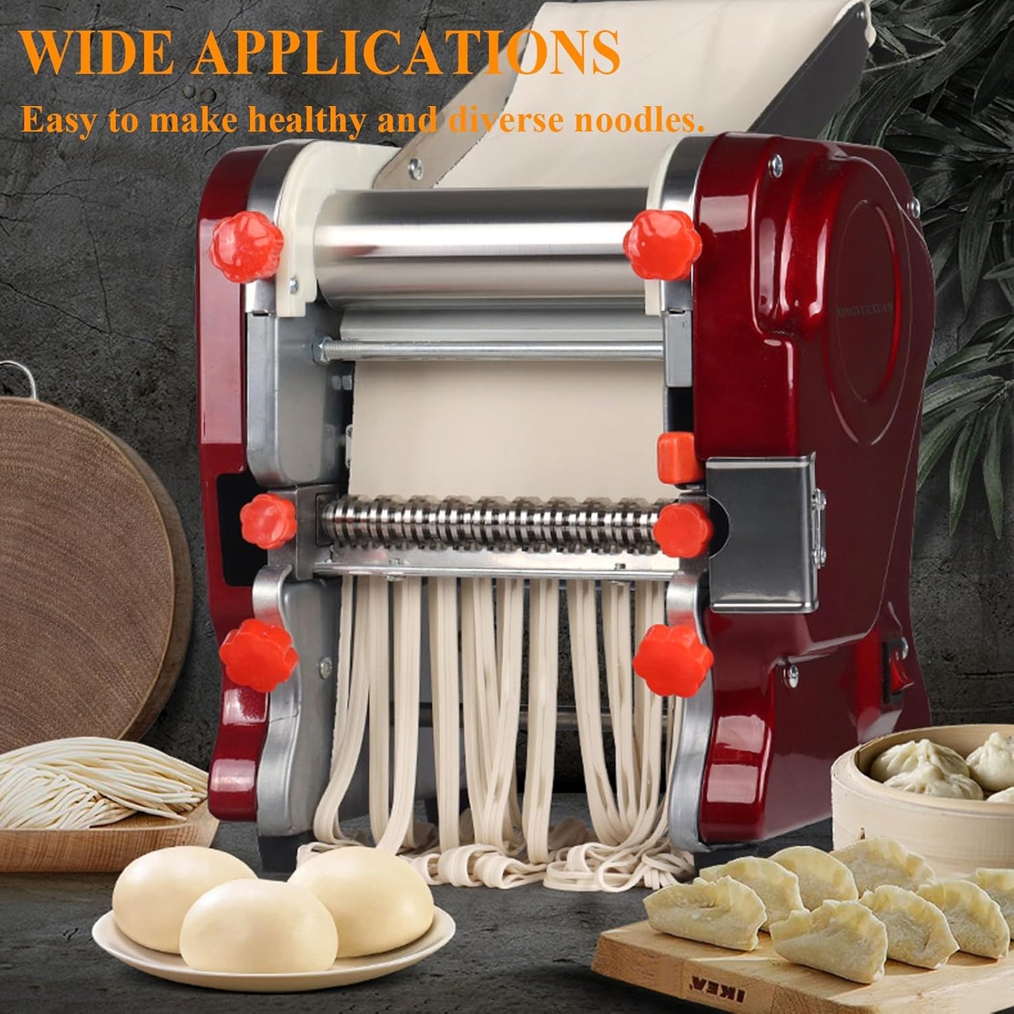XINGYUEXUAN Electric Pasta Making Machine Commercial Noodle Spaghetti Maker Dough Roller with 2mm/6mm Cutter