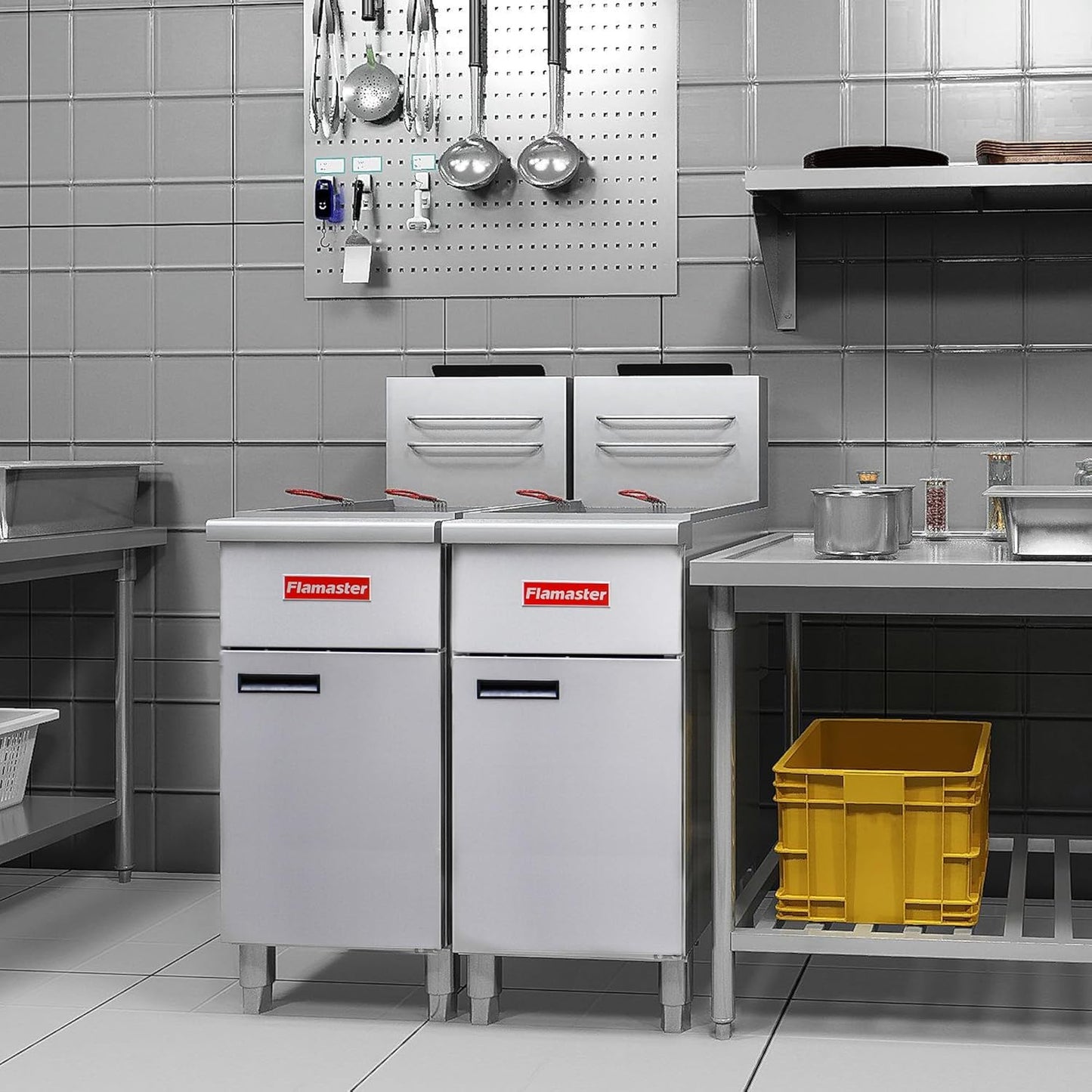 Commercial Open Pot Fryer with 2 Baskets, 122000 BTU 50-60 Lbs Oil Capacity Liquefied Fryer (Propane), Only Commercial Use Deep Fryer for Restaurants, Food Trucks-Floor Standing