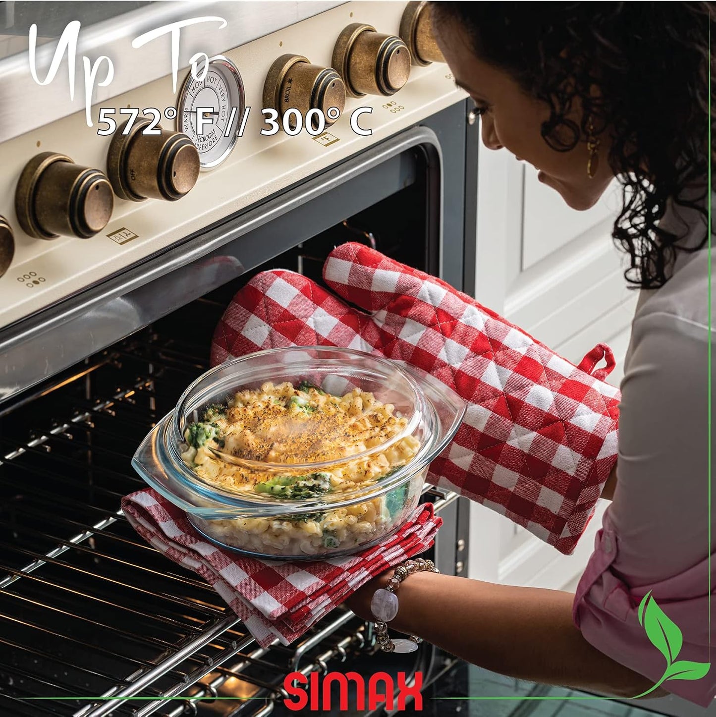 Simax Casserole Dish with Lid, 2 Quart Round Glass Casserole Dishes for Oven with Lid and Handles, Baking Dishes for Oven, Covered Bowl for Cooking, Baking, Serving, Microwave, Dishwasher, and Oven Safe Cookware