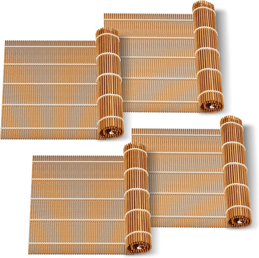 9.5"x9.5"Bamboo Sushi Rolling Mat,kimbap roller(4 PCS)