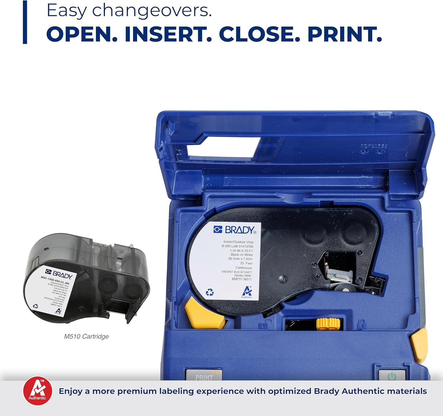 Brady M510 Portable Industrial Label Printer Kit with Product and Wire ID Software, Carrying Case, Label Cartridge, Rechargeable Battery and Charger, 3.75" H x 5.75" W x 10" D