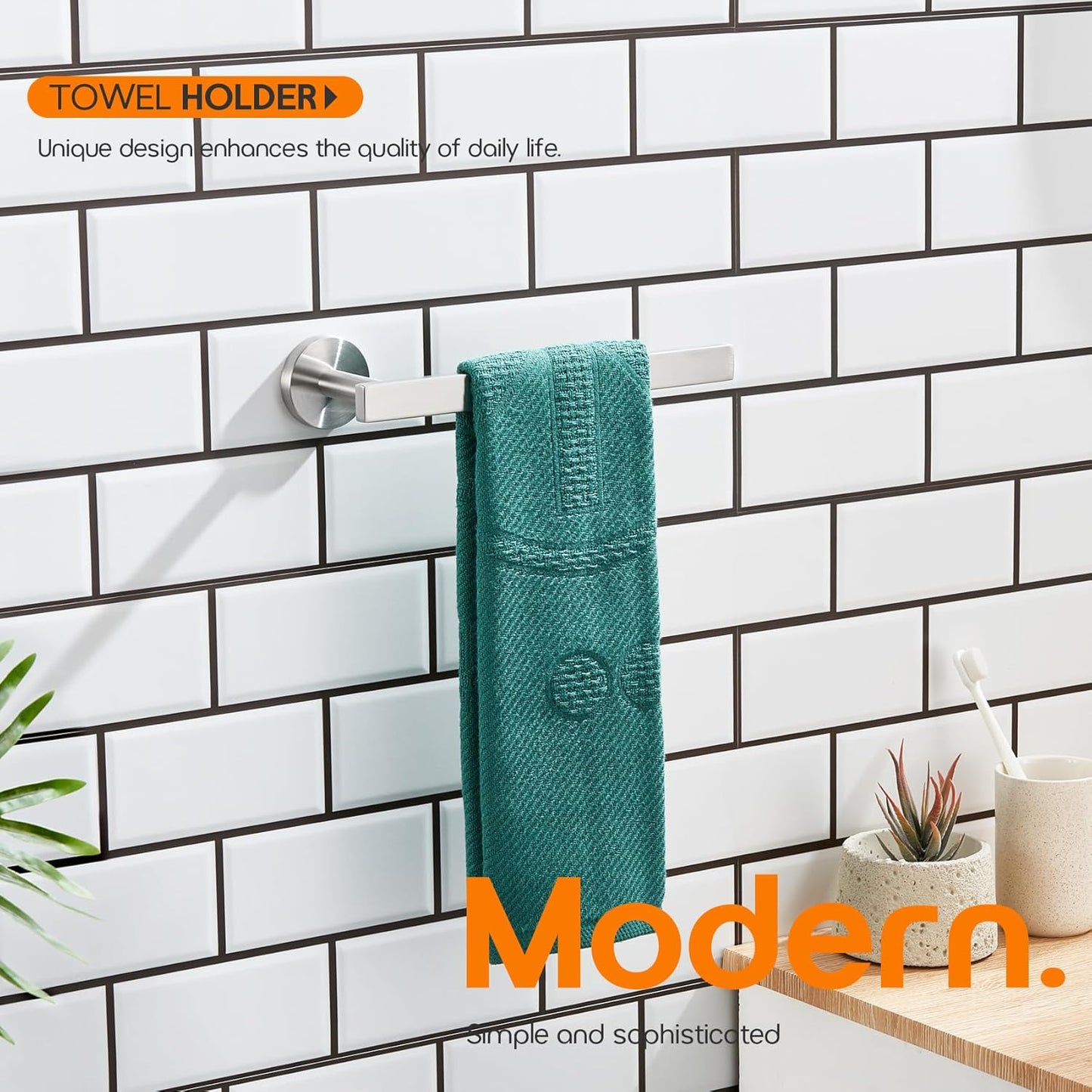 Bath Towel Rings Bathroom Towel Holder Modern Small Hand Towel Bars Stainless Steel Wall Mounted Brushed Nickel AN3001BR