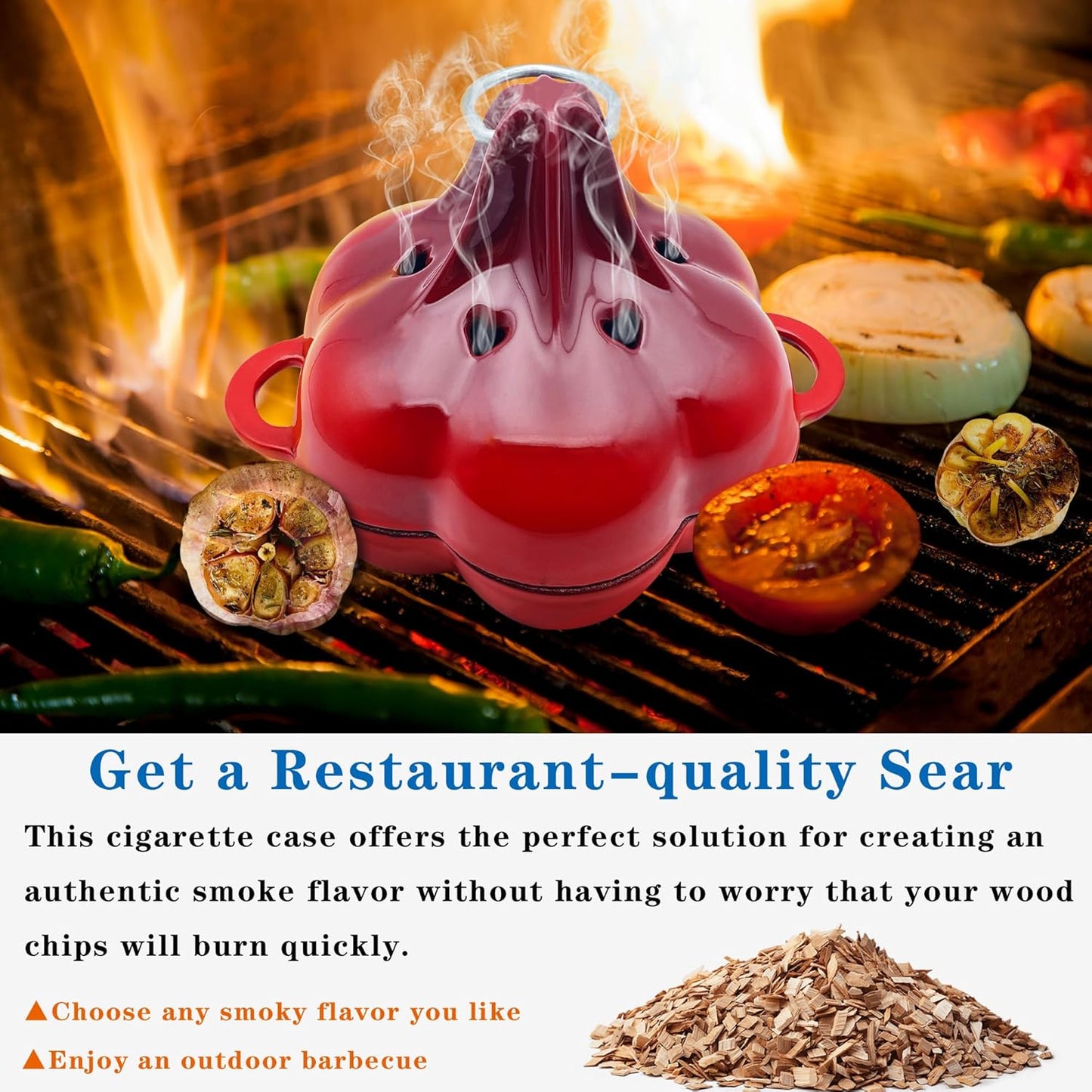 Enameled Cast Iron Smoker Roaster & Garlic Roaster Baker, Multi-Functional Box for Gas/Pellet/Charcoal Grills, Oven & Wood Stove, Enameled Dutch Oven Style Cookware, Enamelled Cooking Pot