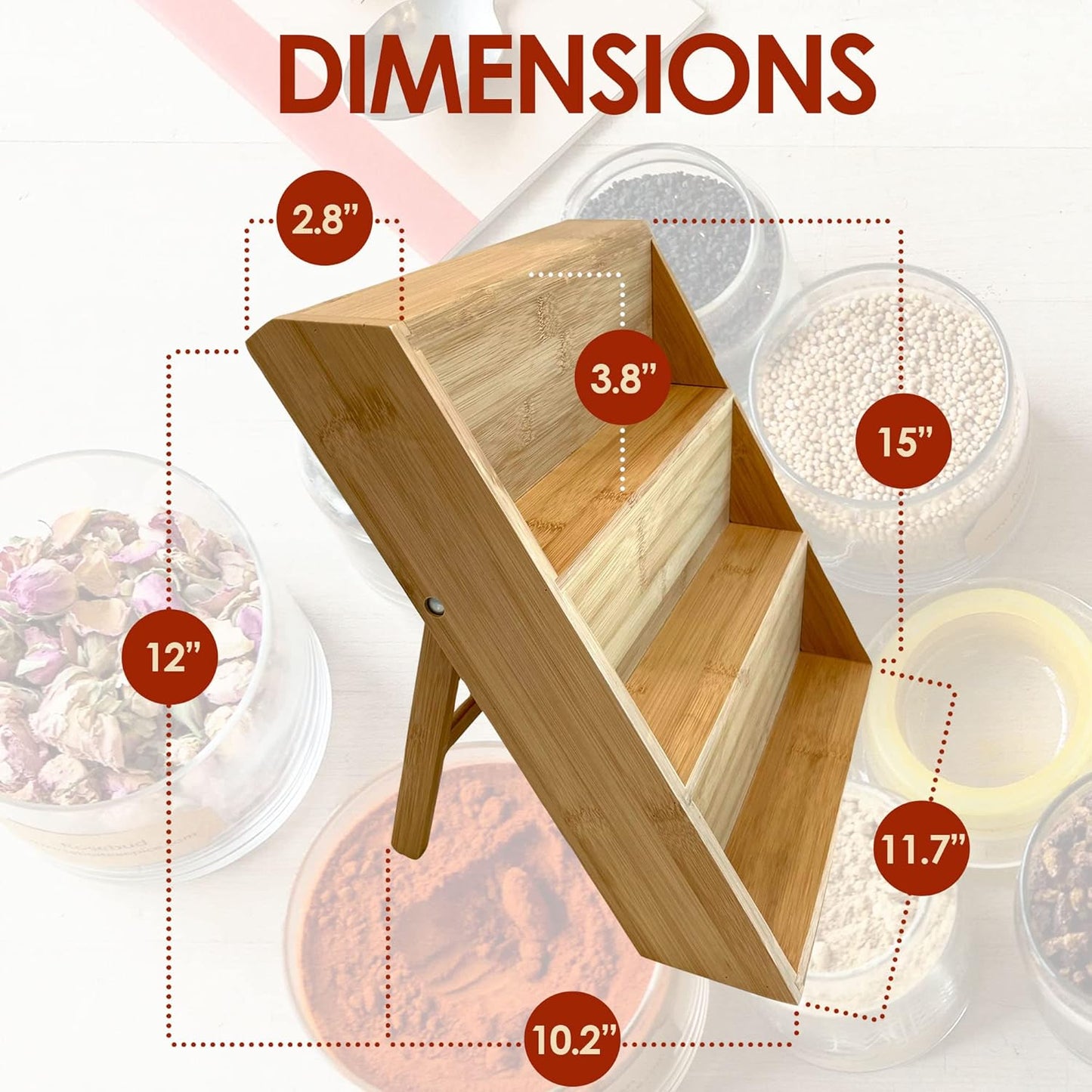 Bamboo Spice Rack and Organizer, 3-tier Seasoning Spice Jar Organizer, Excellent Tiered Wooden Spice Racks Free Standing for Cabinet Drawers and Countertop [Spice Jars Not Included]